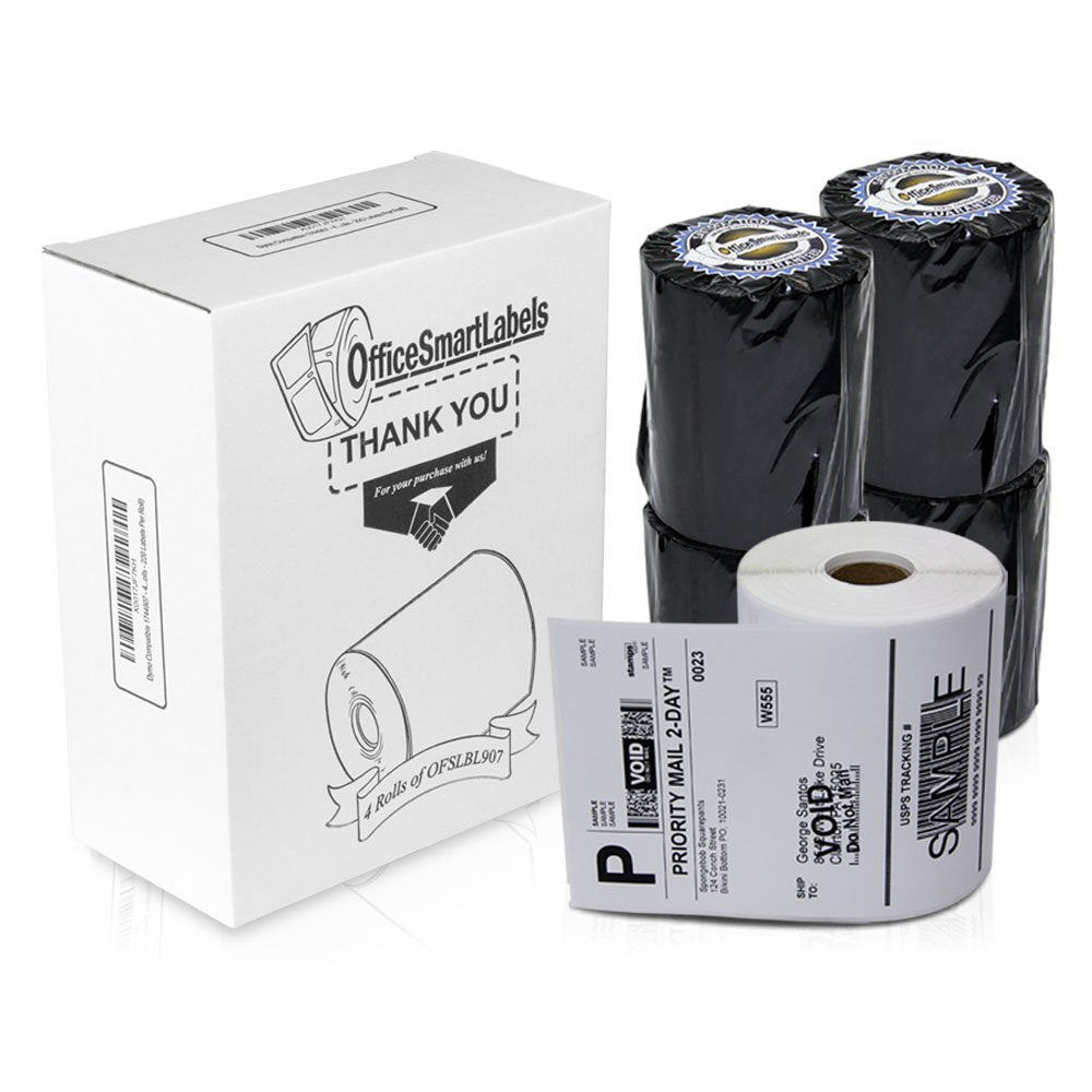 OfficeSmartLabels - 4 x 6 inch 4XL Internet Postage Shipping Labels, Compatible with 1744907 (4 Rolls / 220 Labels Per Roll)