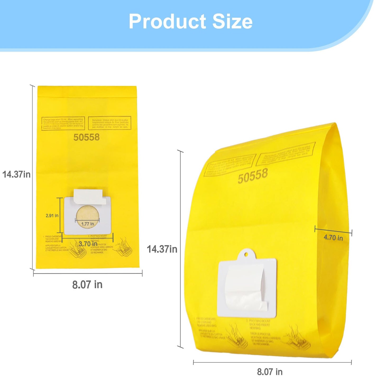 BEBEMOR 45 Pack Replacement Vacuum Bags - Compatible with Kenmore Canister Type C/Q 5055, 50555, 50557, 50558, and Panasonic Type C-5 C-18 - Premium Canister Vacuum Bags (45PCS)