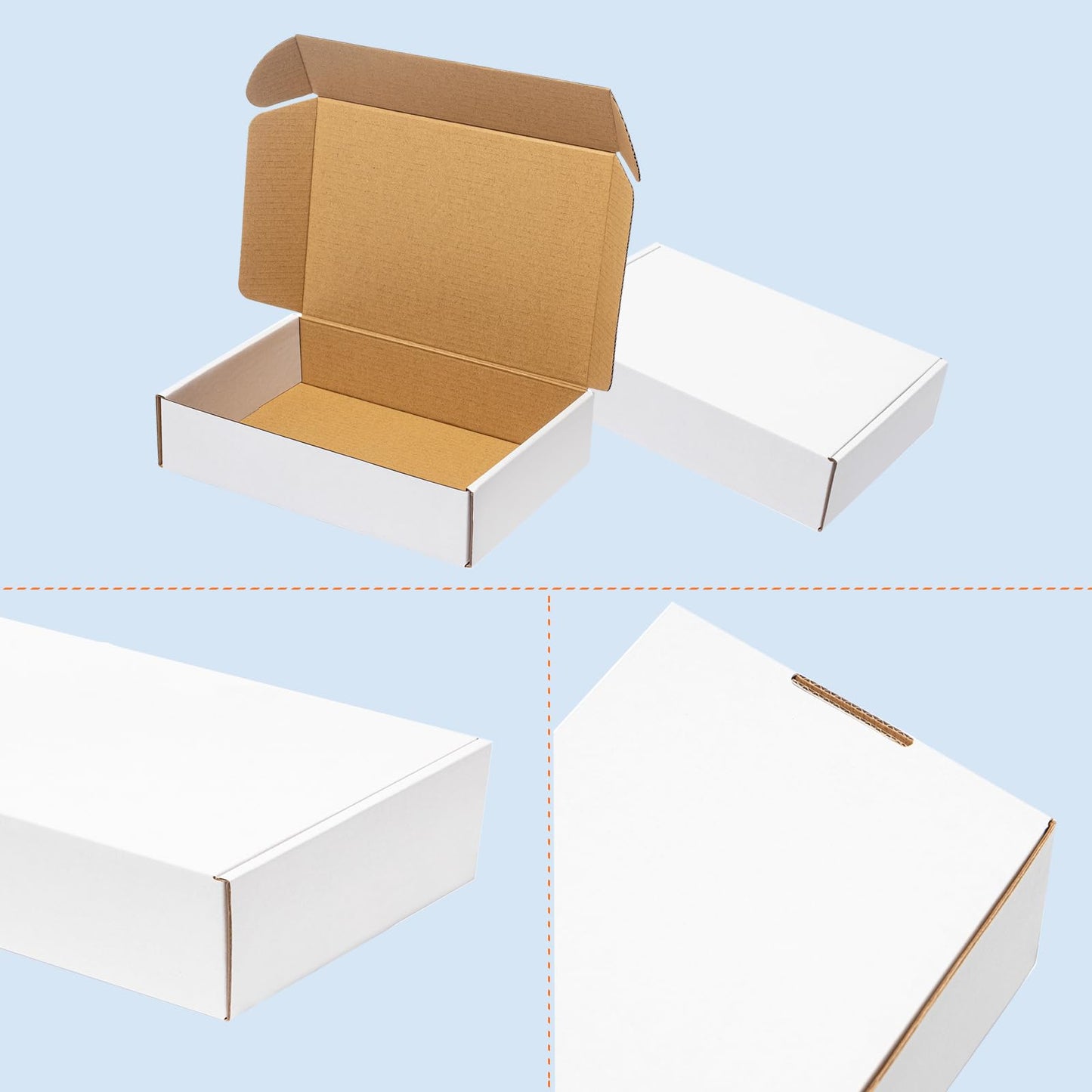 Wowxyz Shipping Boxes 9x6x2" 60 Pack - White Corrugated Cardboard Mailing Box for Small Business - Literature Mailer Packaging Supplies