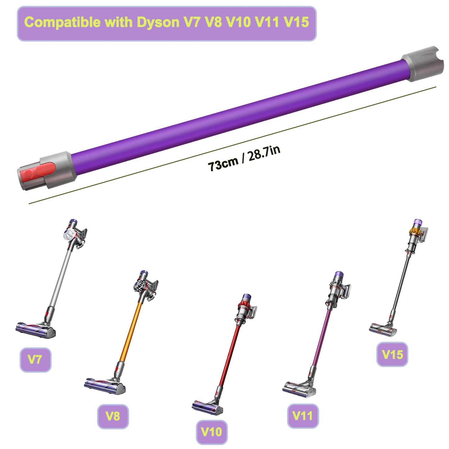 Qygba Replacement Wand Tube for Dyson Stick V15 V11 V10 V8 V7 Vacuum Parts, Extension Vacuum Replacement Parts, 28.7 In (Purple)