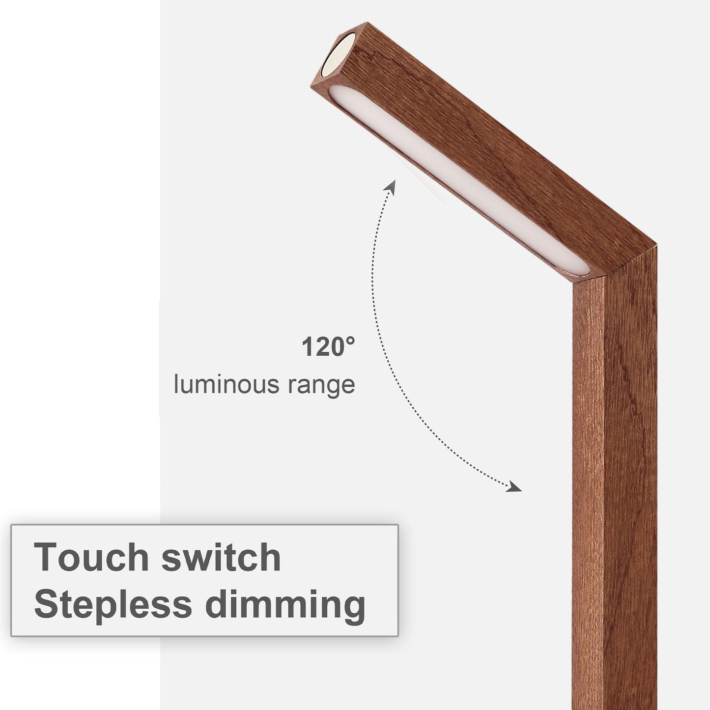 HBGFHG Wooden Desk Light ，Dimmable Desk Lamp for Home Office with USB Wireless Charging Port ，Touch Control RotatableDesk Adjustable Night Light(Sapele Wood)