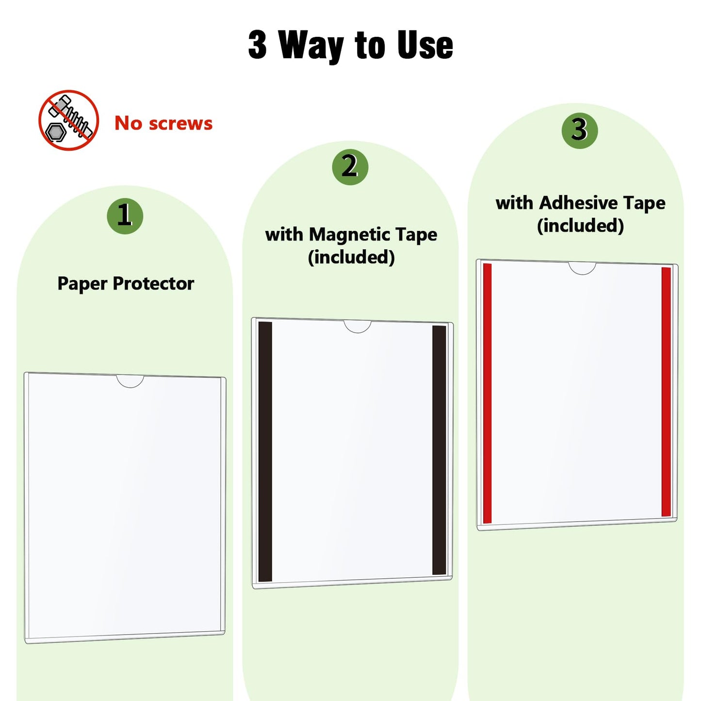 Mutualsign 20 Pcs Wall Sign Holder 8.5"x11" Magnetic Sign Holder, Rigid Print Protectors with Adhesive & Magnetic Tapes, Wall Mount Plastic Paper Holder for Office Store Home Window Display (Clear)