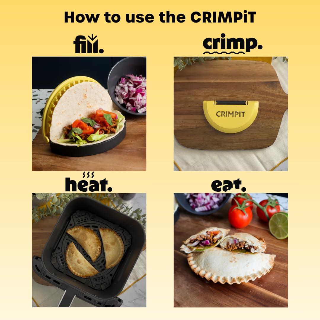 CRIMPiT Tortilla + Book Bundle - Large & Small Tortilla Sealers + Recipe Book – For 10-12” & 6” Flour Tortillas | BPA-Free, Dishwasher Safe | Perfect for Air Fryers | Manufactured in UK & USA