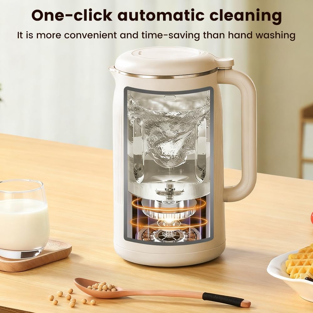Dexmary 8 in 1 Nut Milk Maker Machine, 42 OZ(1.2L) Soy Milk Maker with 10 Blades, Plant-Based, Oat, Soy, and Dairy Free Beverage, Almond Milk Maker with LED Touch Screen, 18 Hours Timer, Auto-clean