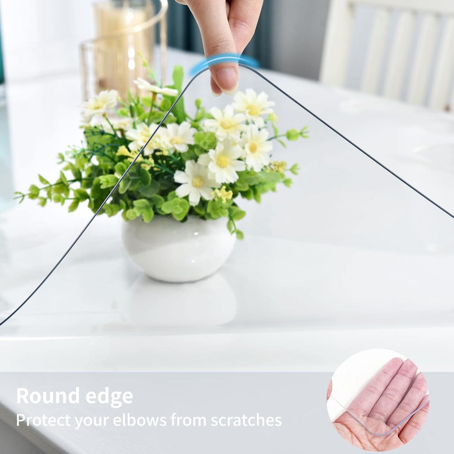 LBJFYHJN Clear Desk Mat, Non-Slip PVC Desk Protector Mat with Round Edge, Heat Resistant & Waterproof Clear Desk Writing Mat for Home and Office (63"*23.6")