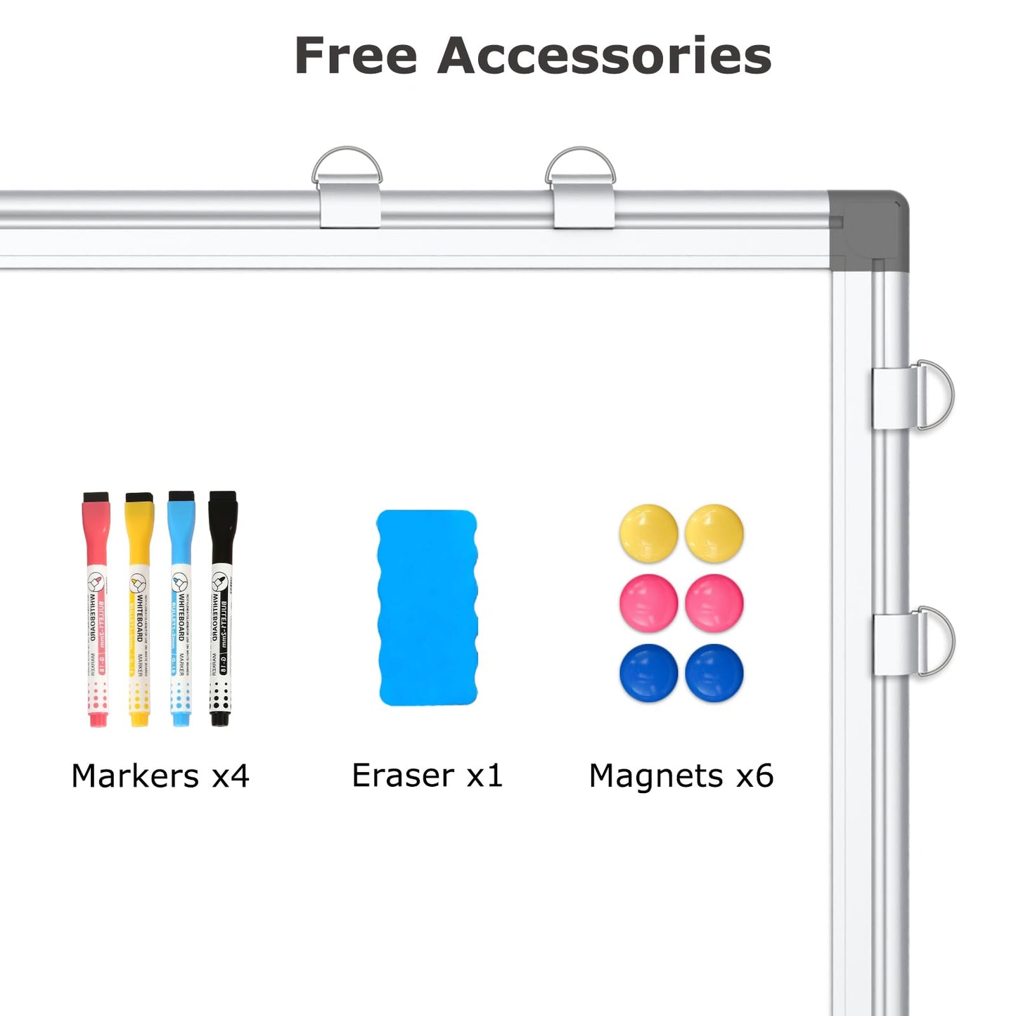 WALGLASS Combination Magnetic Whiteboard & Corkboard, 24"x18" Combo for School, Office & Home, Dry Erase Board with Removable Tray, Pins, Eraser, Markers & Magnets
