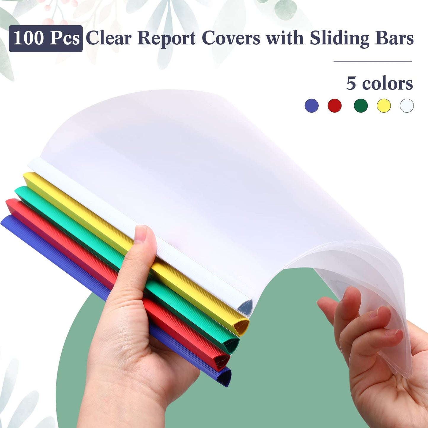 Mimorou 100 Pcs Clear Report Cover with Sliding Bar 50 Sheet Capacity Presentation Binder Transparent Resume Folder Plastic Folder for File Report School Office