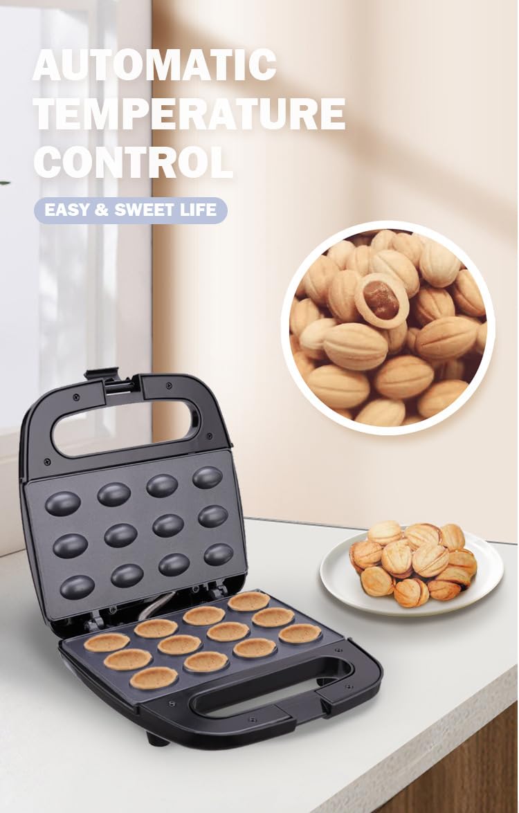 Walnut Cookie Maker 12 Holes Mold Maker Electric Walnut Cake Maker Mini Nut Waffle Bread Machine Sandwich Iron,Toaster Baking Breakfast Pan
