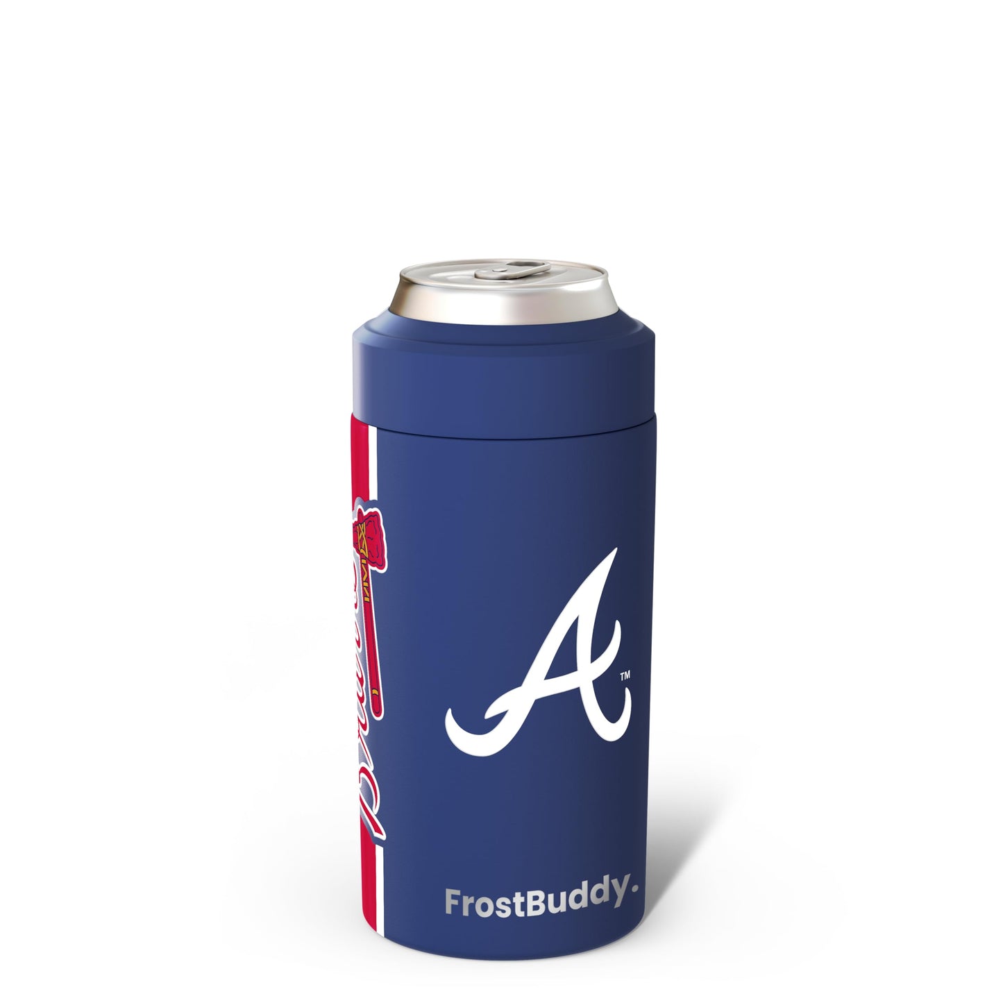 Frost Buddy MLB Universal Buddy - Fits All - Stainless Steel Can Cooler for 12 oz & 16 oz Regular or Slim Cans & Bottles - Stainless Steel, Atlanta Baseball