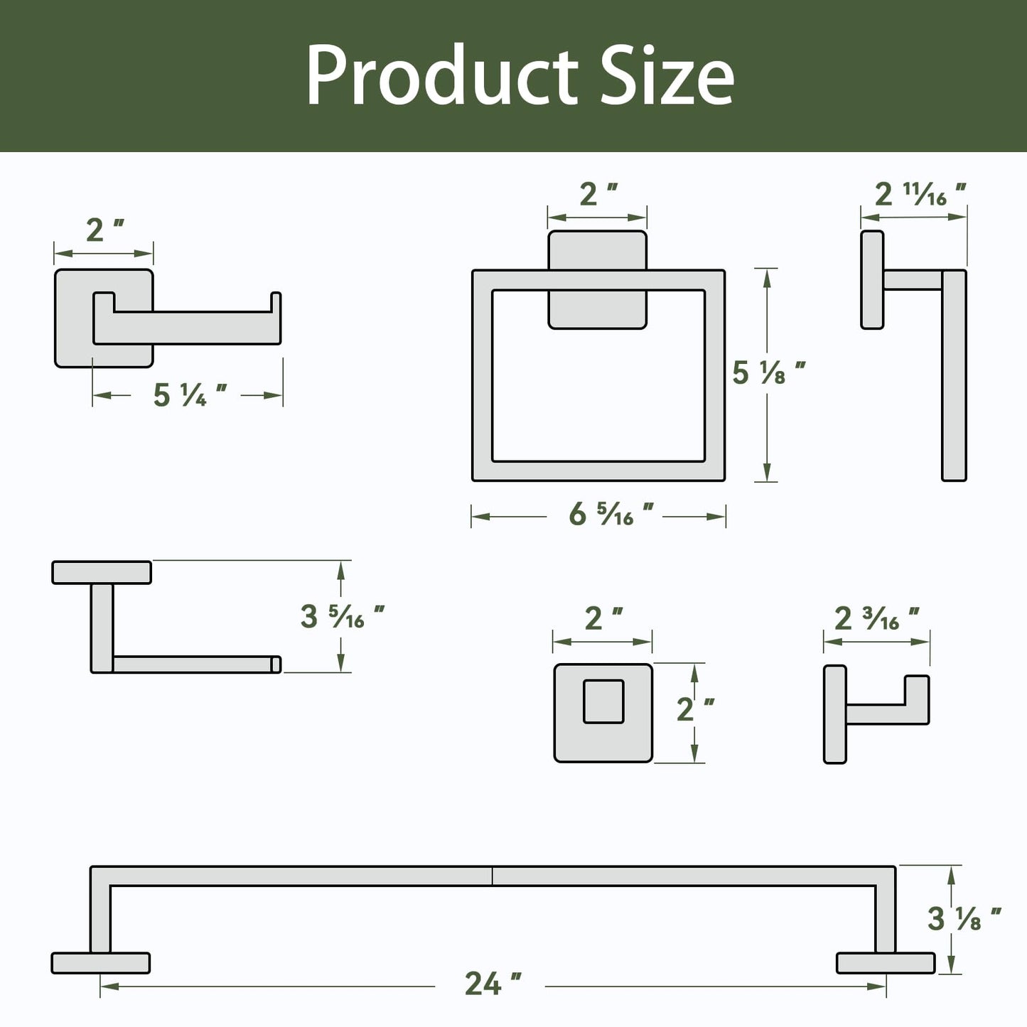 Bubxo 10-Pieces Matte Black Bathroom Accessories Set, 24 Inch Bathroom Hardware Set, SUS304 Stainless Steel Bath Towel Bar Set, Towel Racks for Bathroom Wall Mounted