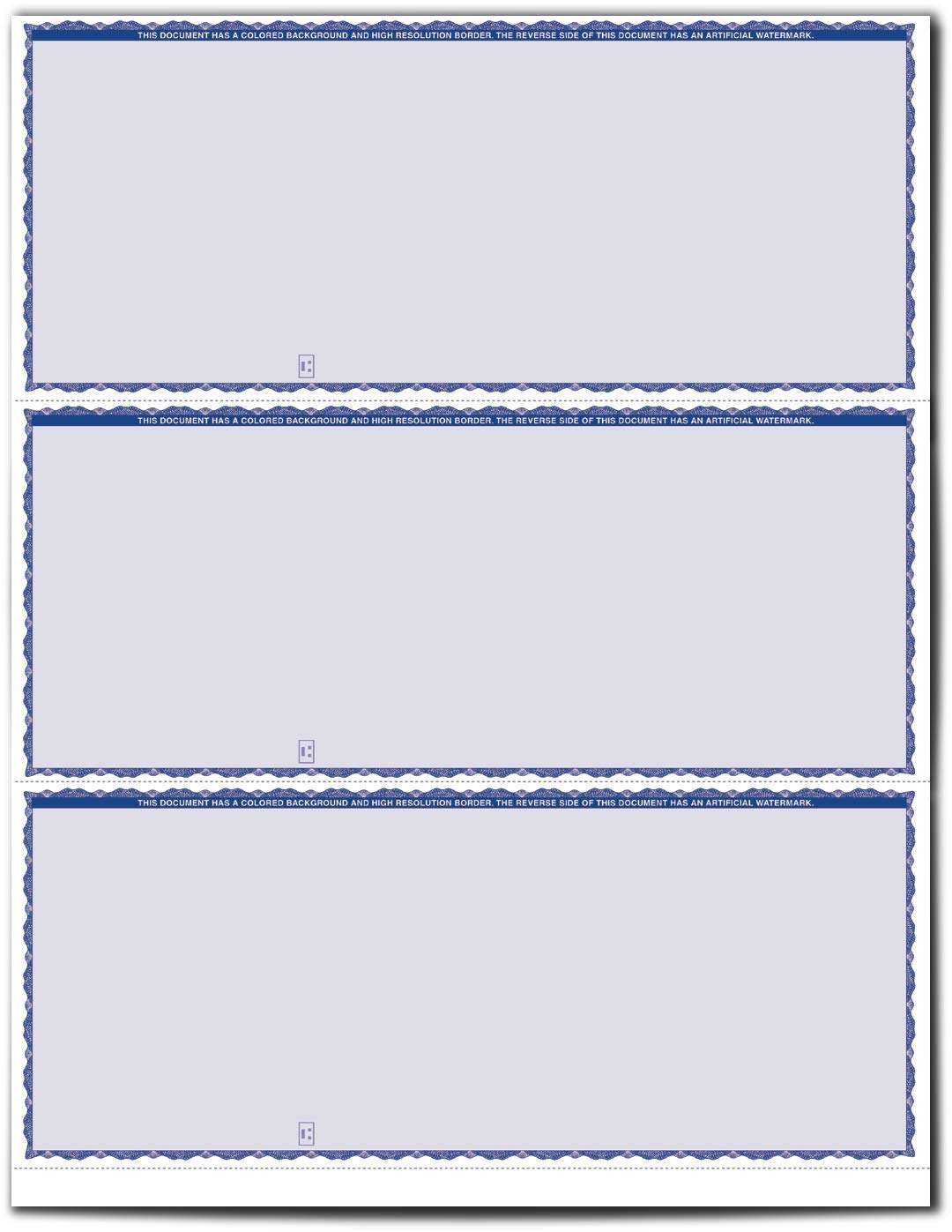 VersaCheck Secure Checks - 750 Blank Business Checks - Blue Premium - 250 Sheets Form #3000-3 Per Sheet