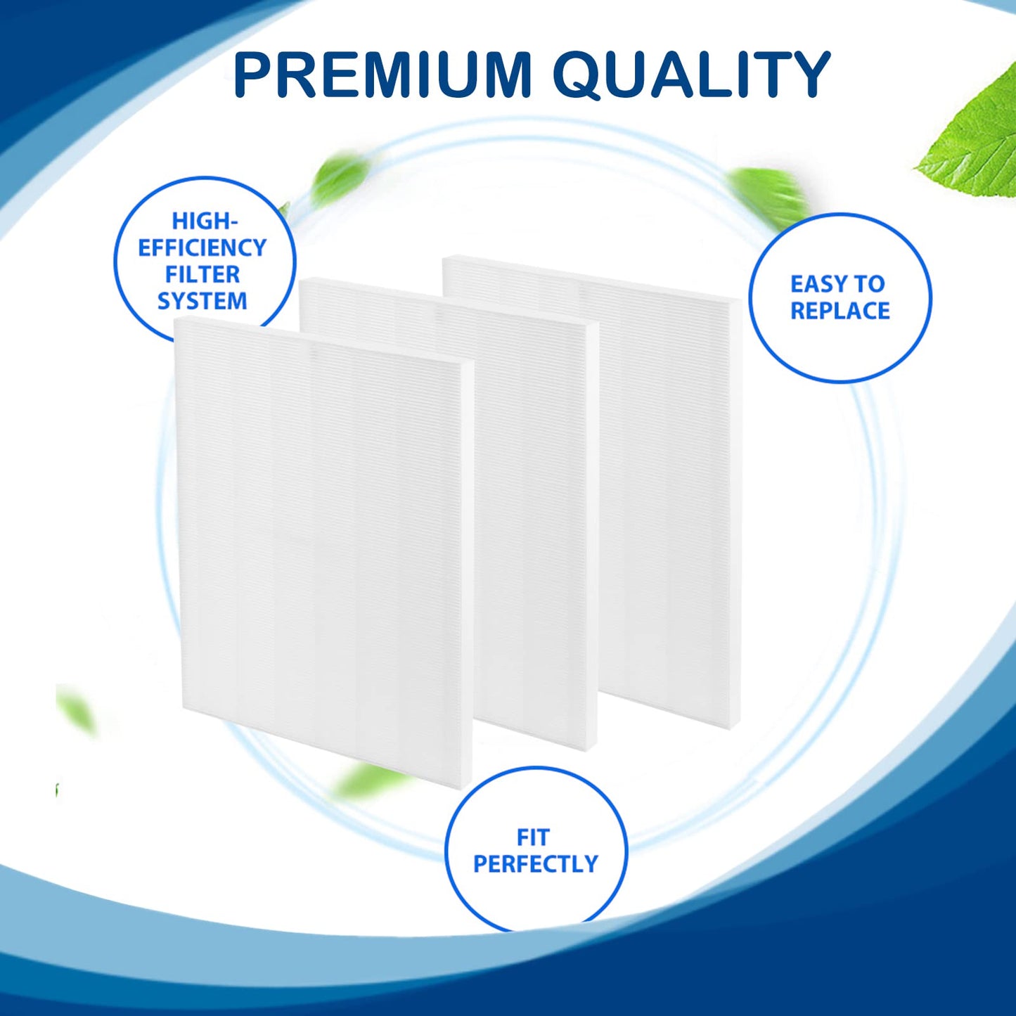 Fizerneer 115115 Size 21 Replacement Filter A Compatible with Winix C535 C909, Winix PlasmaWave 5300, 6300, 5300-2, 6300-2, P300 Plasma wave Air Cleaner Purifier, True HEPA Filter Only 3 Pack
