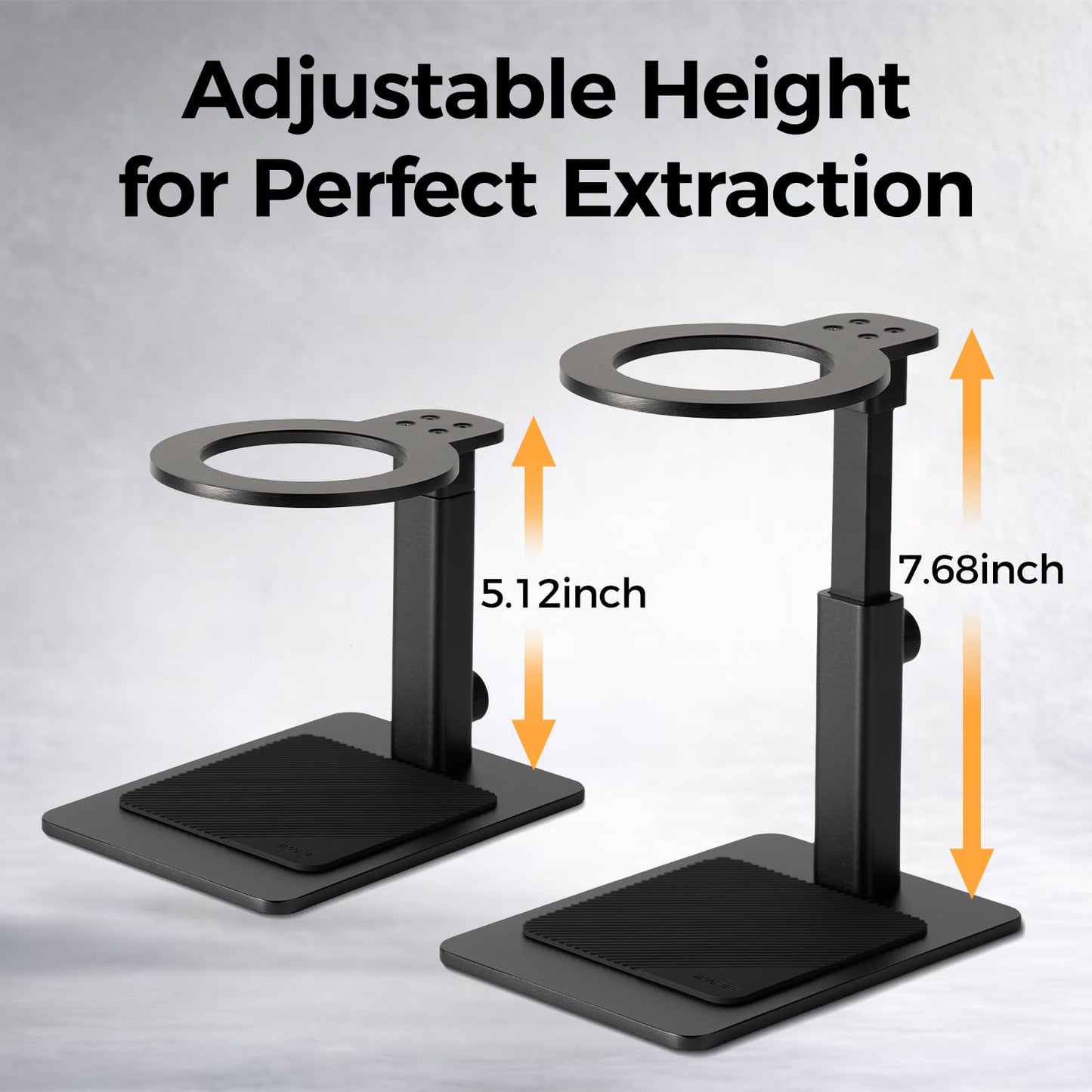 IKAPE Adjustable Portable Coffee Maker Stand, Aluminum Alloy Universal Coffee Machine Holder with Anti-Slip Base, Height Adjustable 13–19.5cm, for Home, Office & Camping