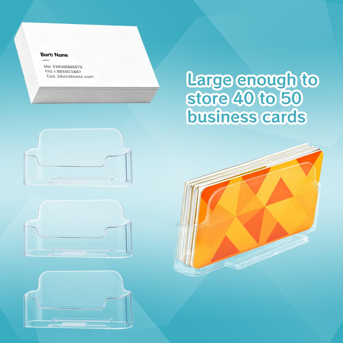 UCEHIPAW 65 Pcs Business Card Holder Transparent Acrylic Postcard Display Holder Desktop Style Card Stand for Home Office Desk Table