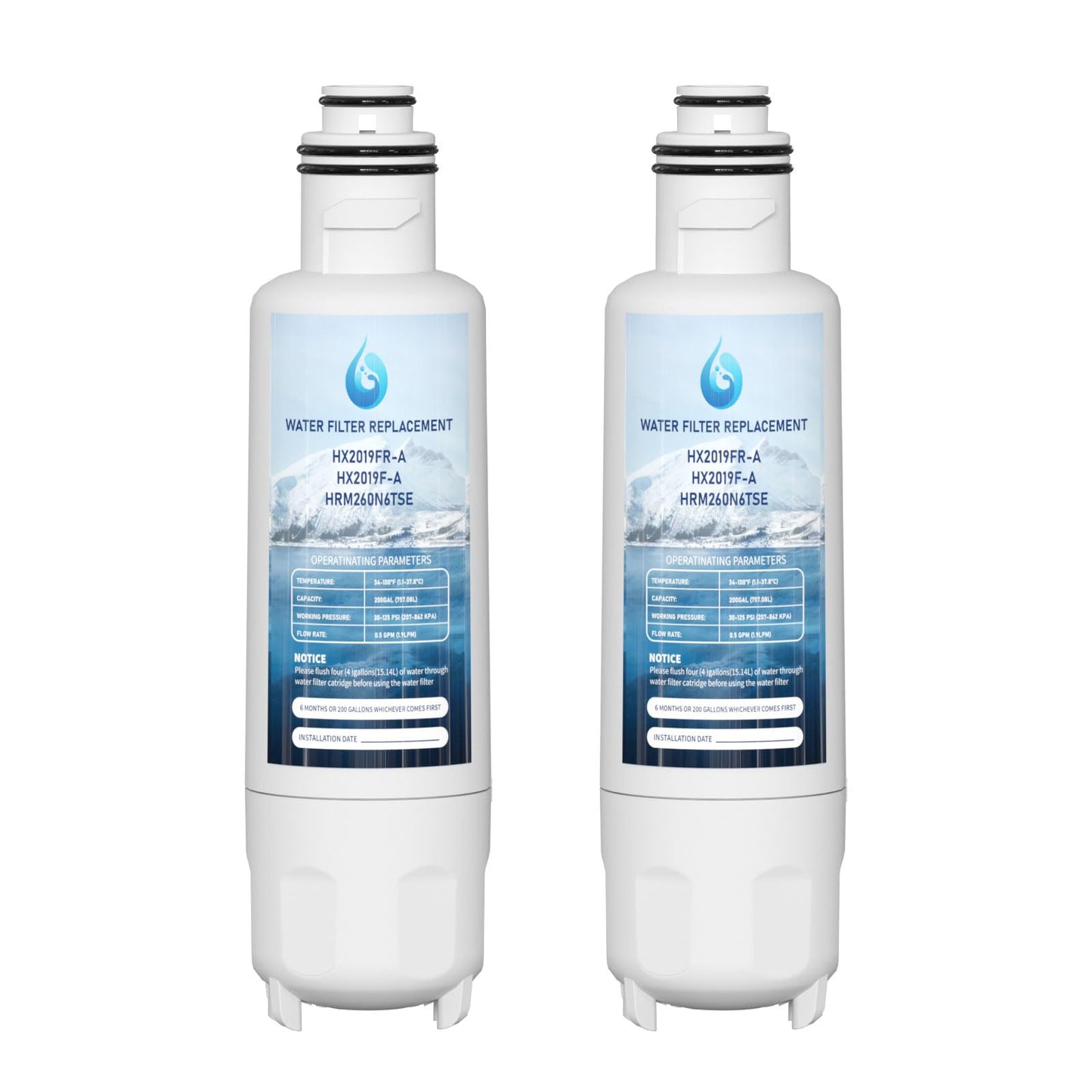 HX2019F-A HX2019FR-A Water Filter Replacement, Compatible With Hisense HRM260N6TSE, HRFD560SW, HRCD585BW, HRFD634BW, HRCD650BW, HRCD586TBWB and Mora MRM260N6TSE 2 Pack