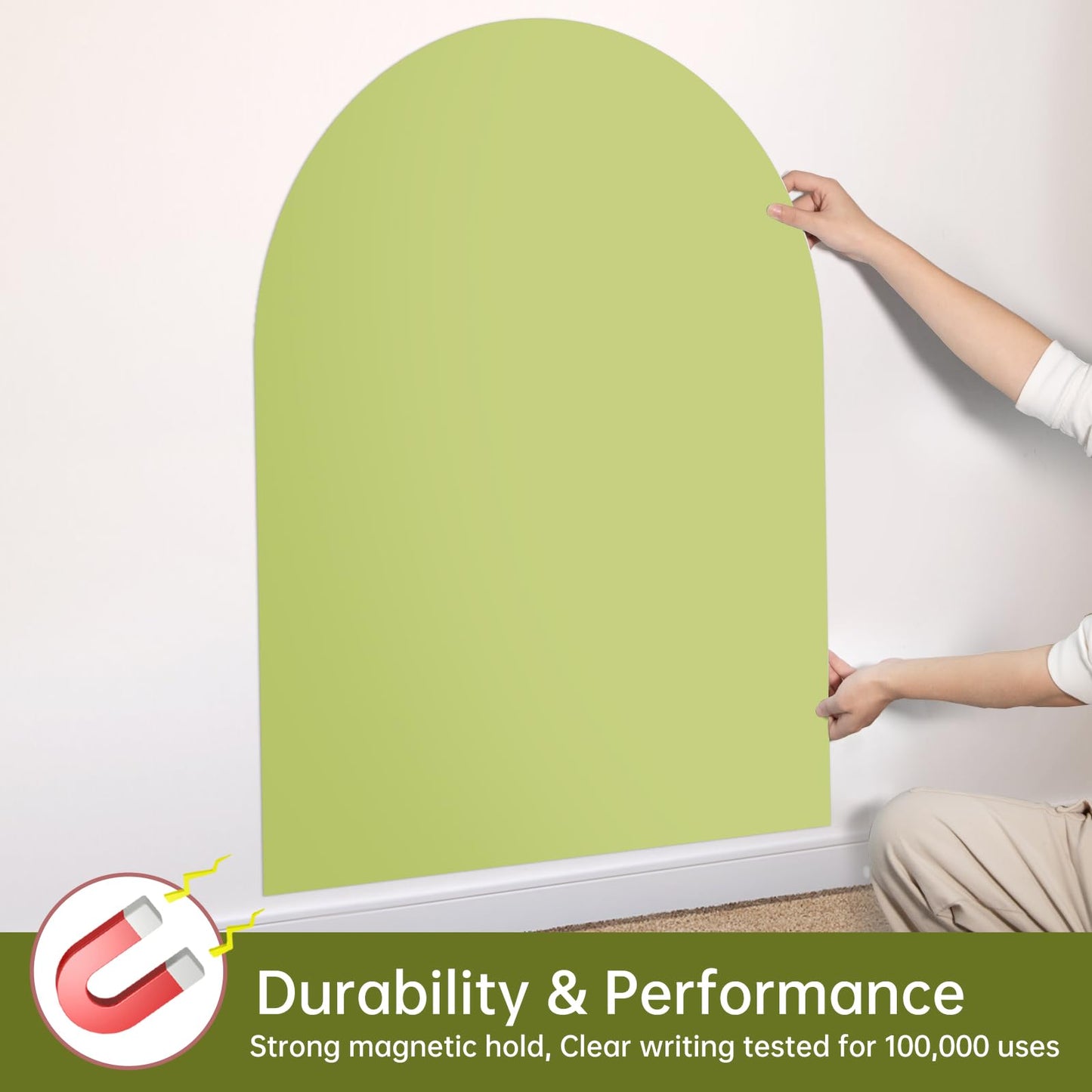 Magnetic Chalkboard Wall Decal 40"x32" - Premium Adhesive, Includes Chalk Holder & 6 Dust-Free Chalks, Peel and Stick Whiteboard for Playroom, Office, Bedroom, Exclusive Green