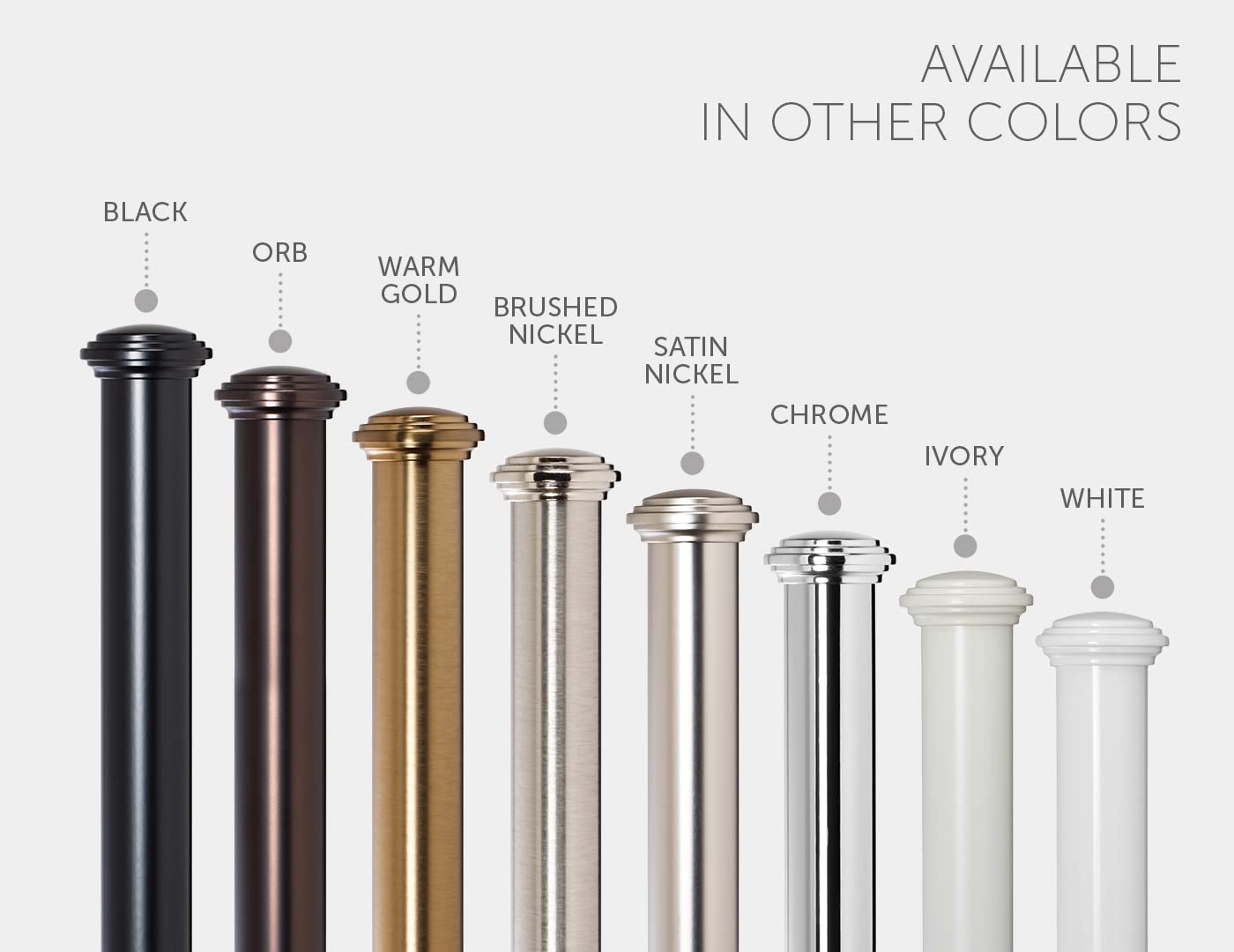 Ivilon Window Curtain Rod Decorative End Cap Design, 1 Inch Rod, 72 to 144 Inch. Warm Gold