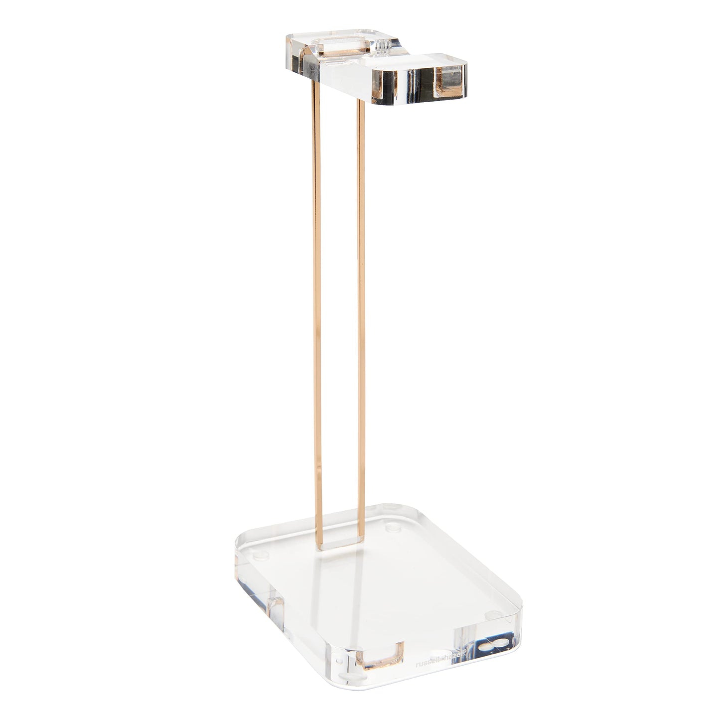 RUSSELL+HAZEL Acrylic Headphones Stand, Headset Holder, Office Accessories, Clear Acrylic with Gold Hardware, 4” x 5” x 10.5” (93922)
