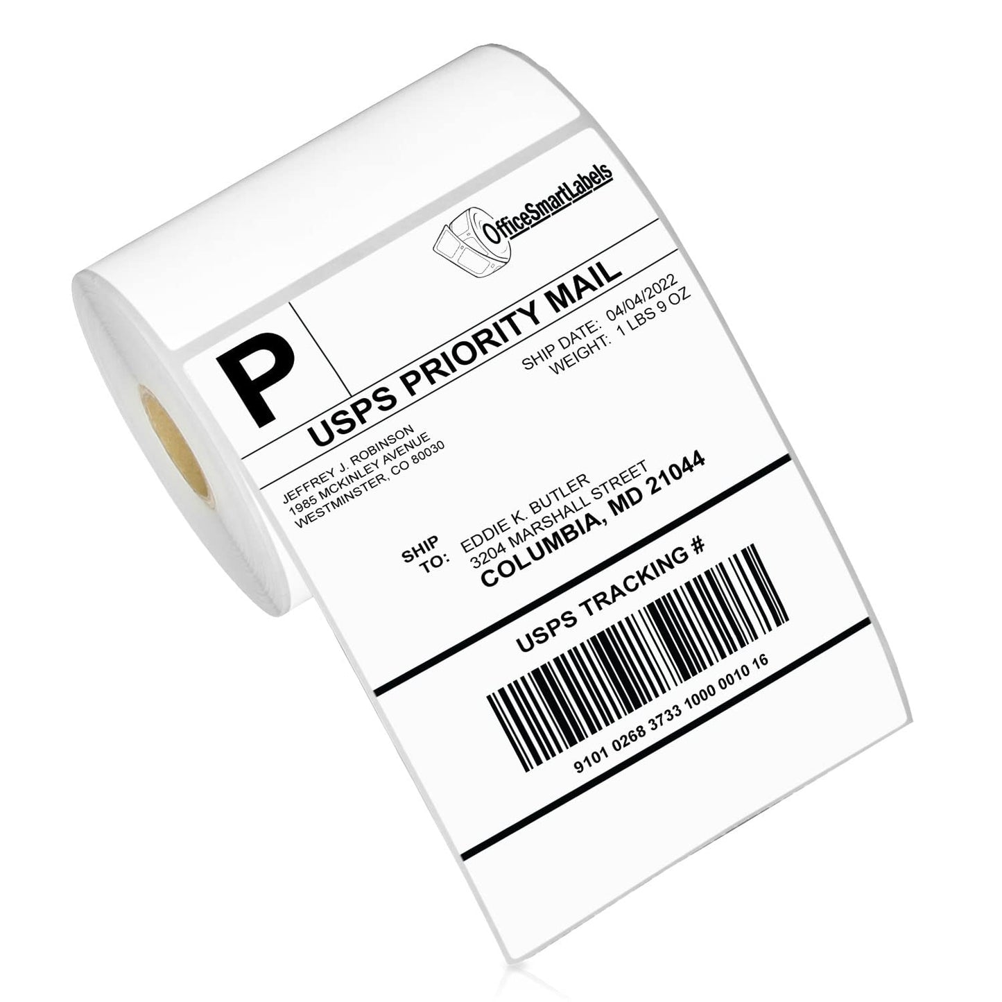 OfficeSmartLabels – 4" x 6" Direct Thermal Labels - Compatible with Zebra & Rollo Desktop Printers and More – 1” Core, Permanent Adhesive & Perforated [4 Rolls, 1000 Labels]