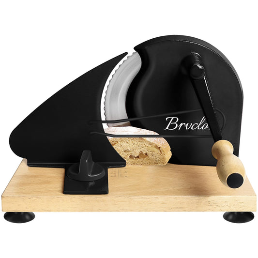 Manual Bread Slicer for Homemade Sourdough Bread, Adjustable Thickness&Metal Guide, Hand Crank Bread Slicer with Scale Line and Suction Cup, Sharp Blade, Suitable for Sourdough Bread, Etc