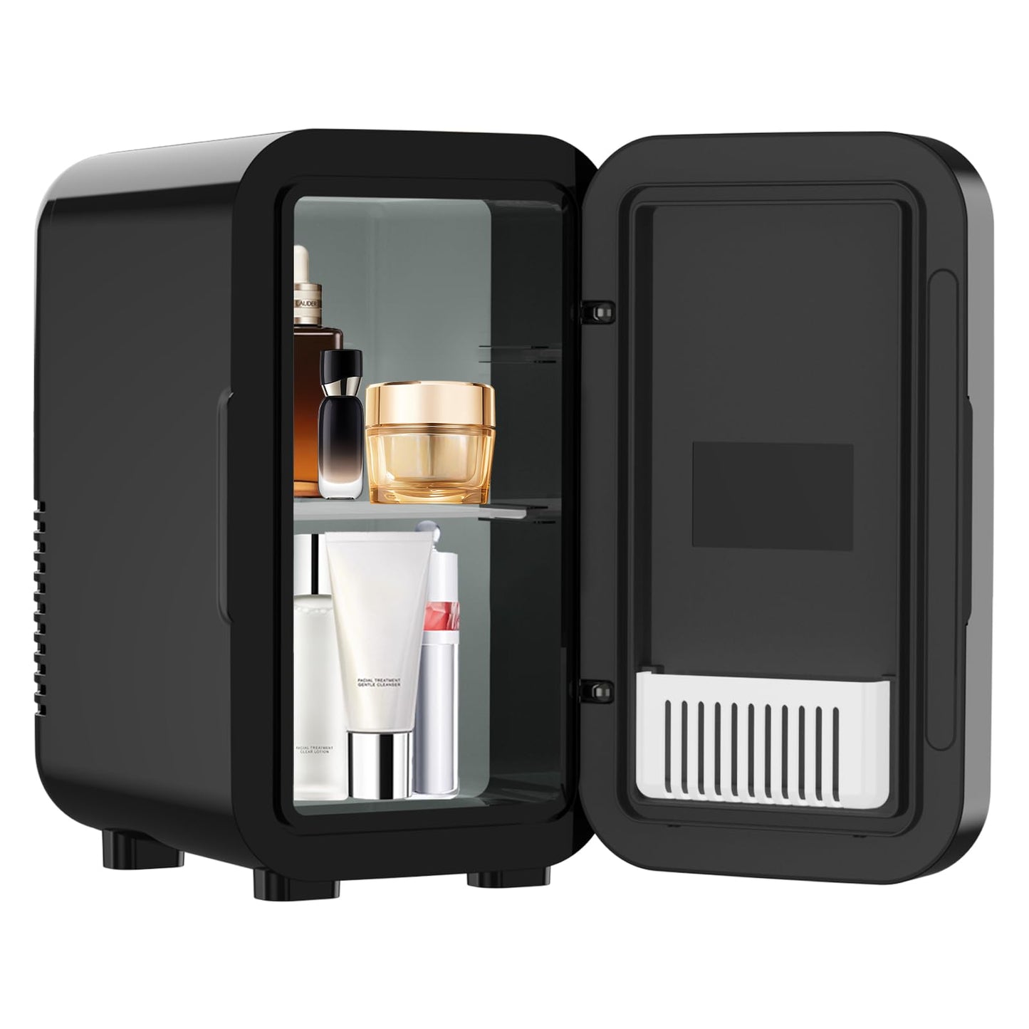 Enventor Mini Refrigerator, 6L/ 8 Can Compact Skincare Fridge AC+DC Power Cooler & Warmer Small Refrigerator for Bedroom, Skincare, Makeup, Cosmetics, Car, Office (Black)