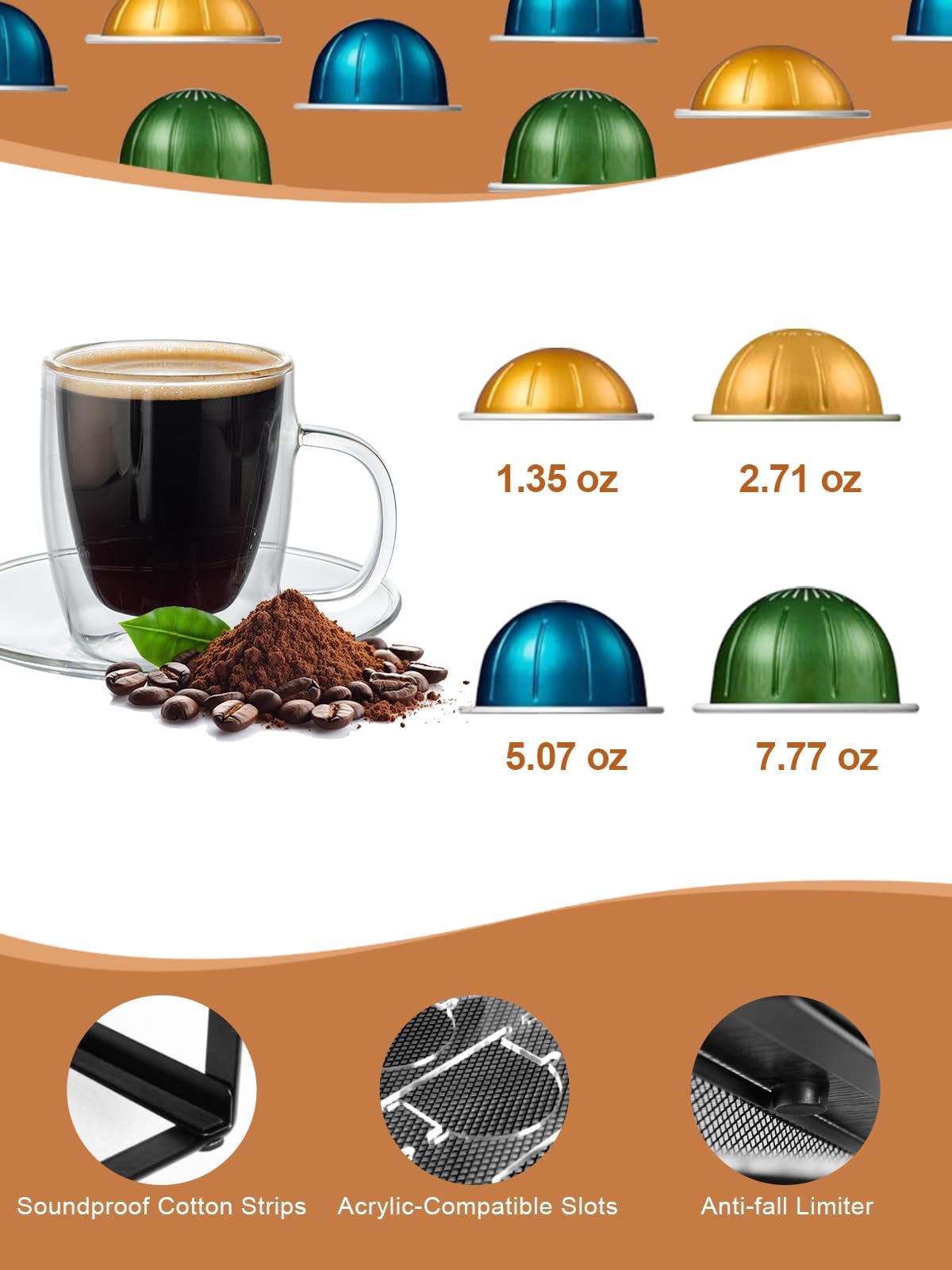 Sedegn Coffee Pod Holder Drawer Organizer Capsules Storage Organizer with Sliding Drawer Compatible For Pods, Holds up to 56 Small or 28 Big Pods Black
