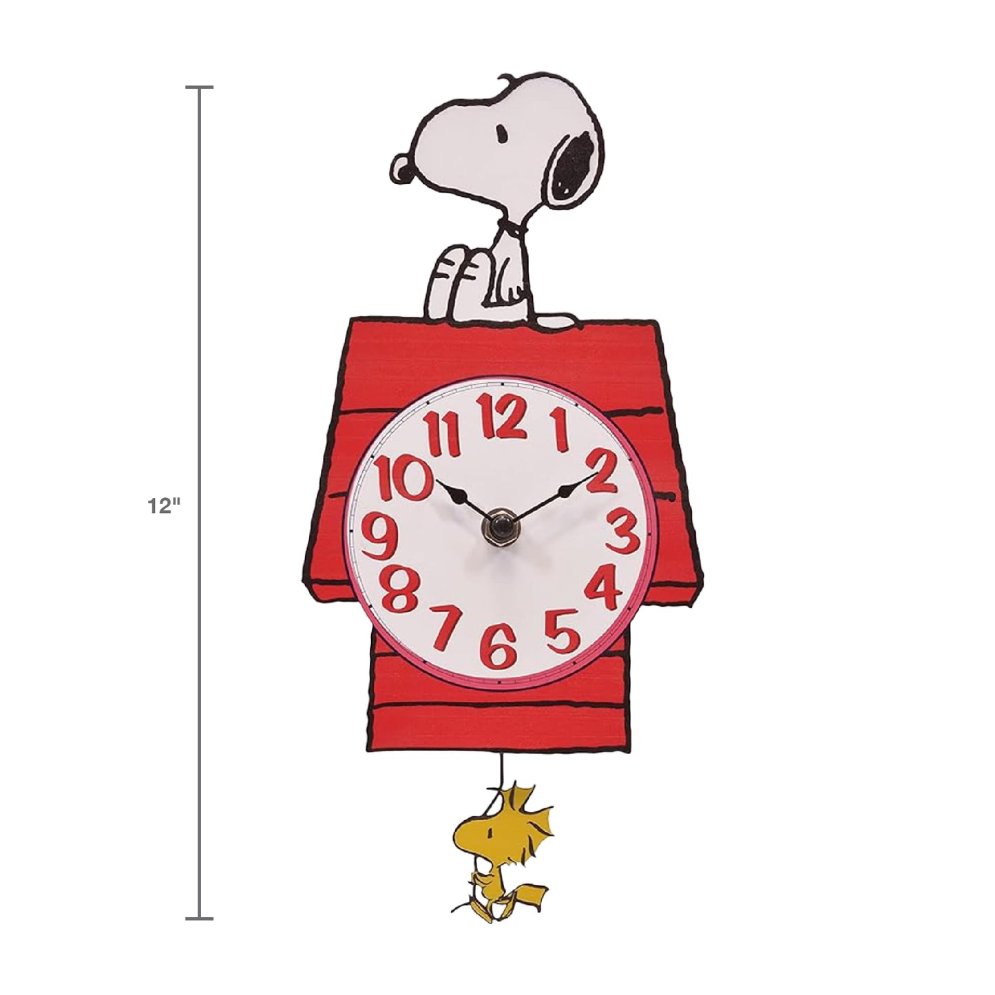 Mark Feldstein, Peanuts Snoopy's Dog House with Woodstock Pendulum Pal Wall Clock, 12 Inch