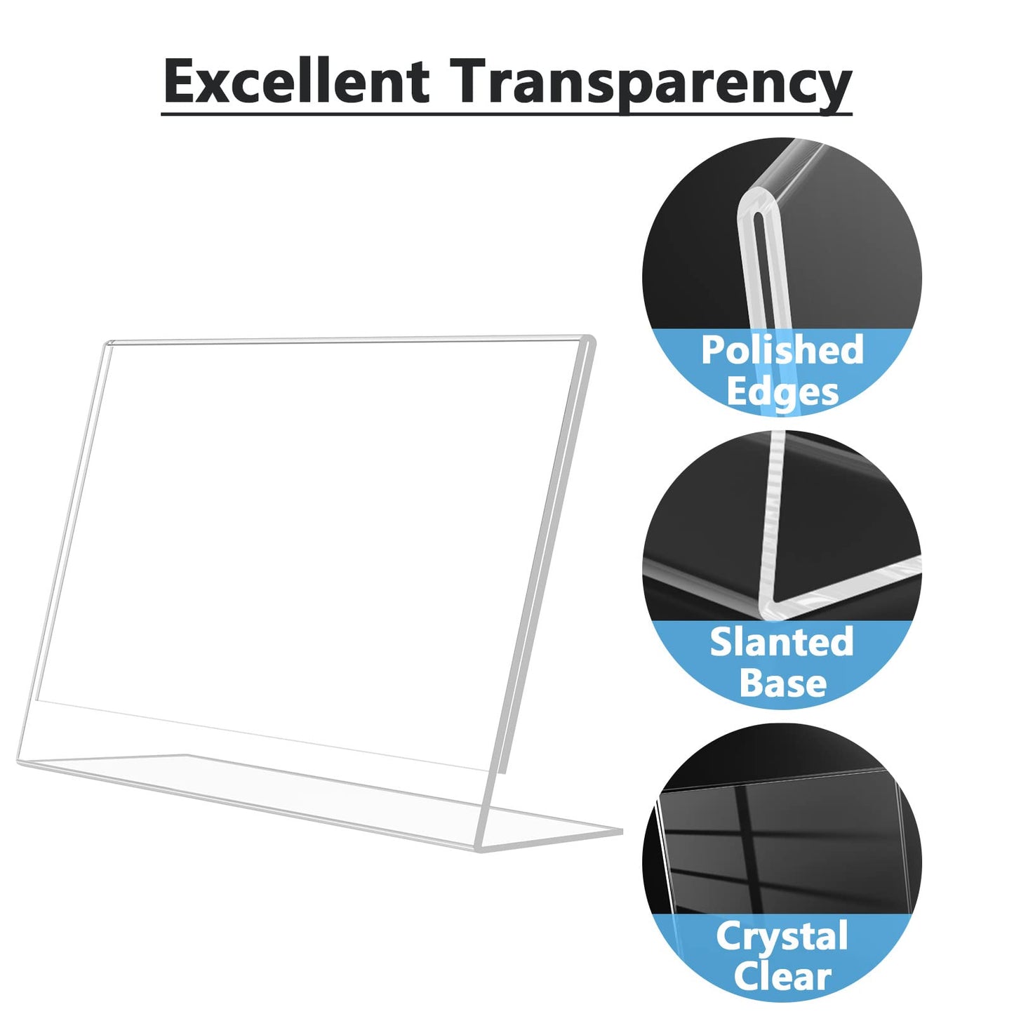 MaxGear Acrylic Sign Holder 8.5x11 Inches Horizontal 12 Pack, Slant Back Clear Tabletop Display Stands for Flyers Menus Documents, Landscape Sign Frames
