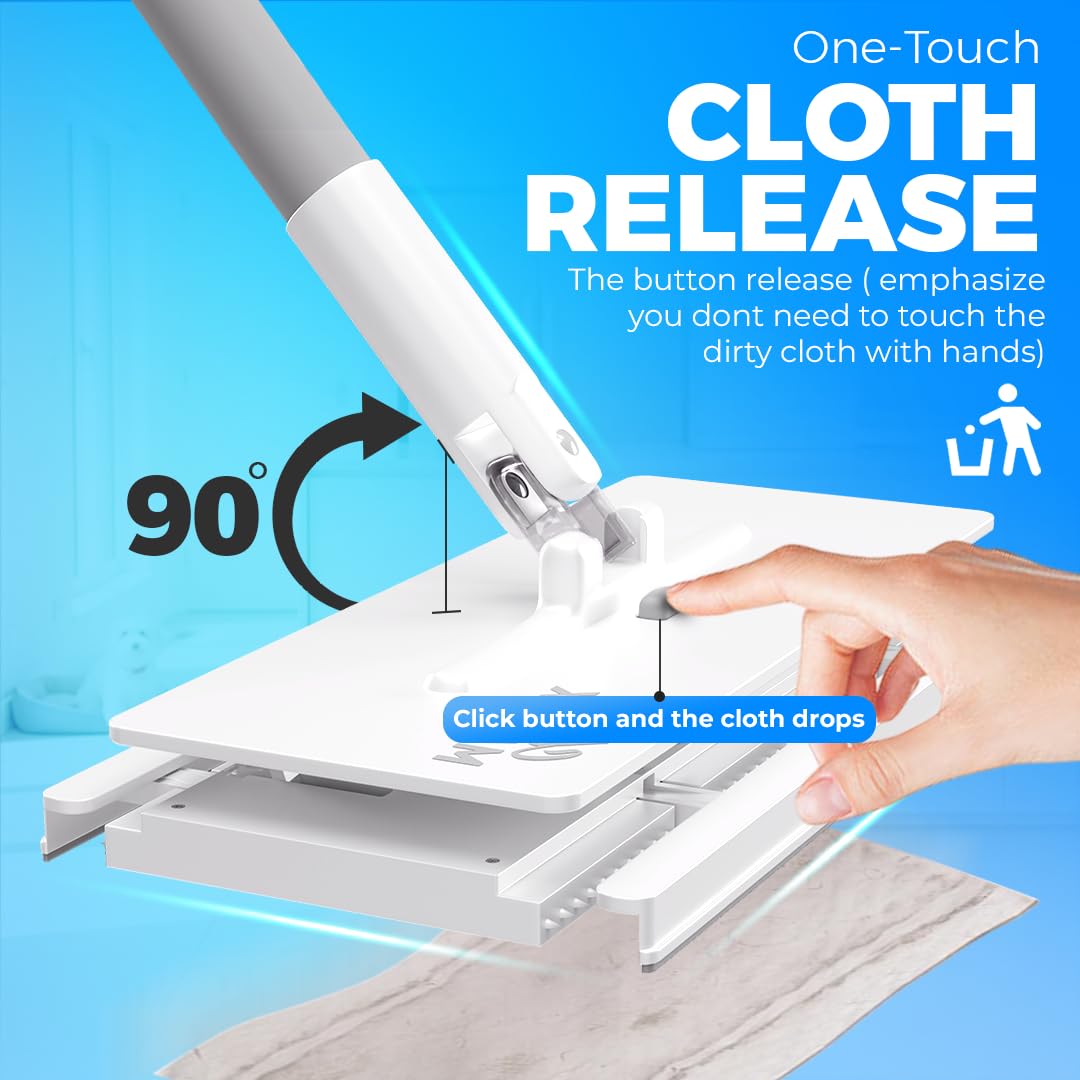 CleanMattix - FlexiClamp Sweep & Mop Kit - Compatible with Swiffer Pads, Durable Cleaning Tool for Hardwood, Tile, Marble & Laminate Floors, Home, Kitchen Cleaning Essentials. (Include 10 Dry Cloths)
