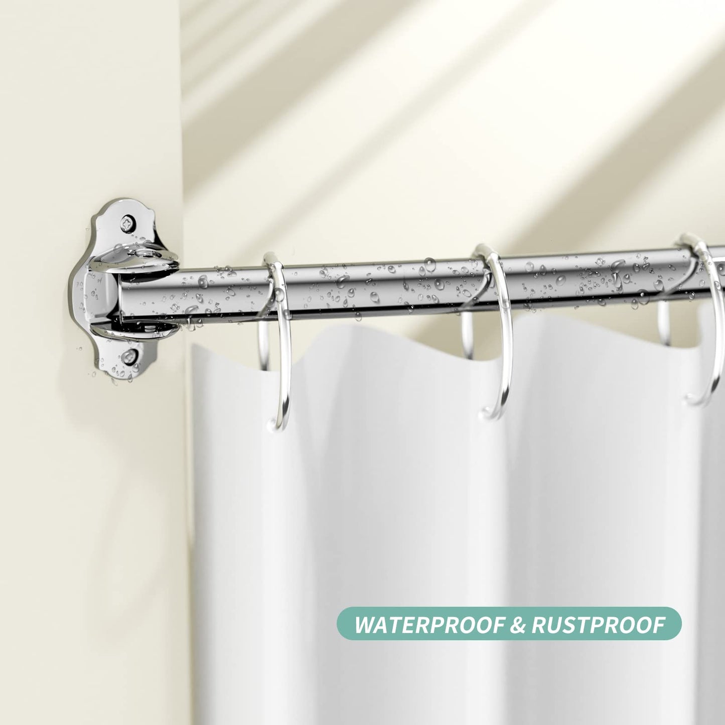 Mcrbeay Curved Shower Curtain Rod, Adjustable 40-72 inches Extra Wide Curved Shower Rods for Bathroom, Stainless Steel Round Shower Curtain Rod for Bathtub, Rustproof, Silver