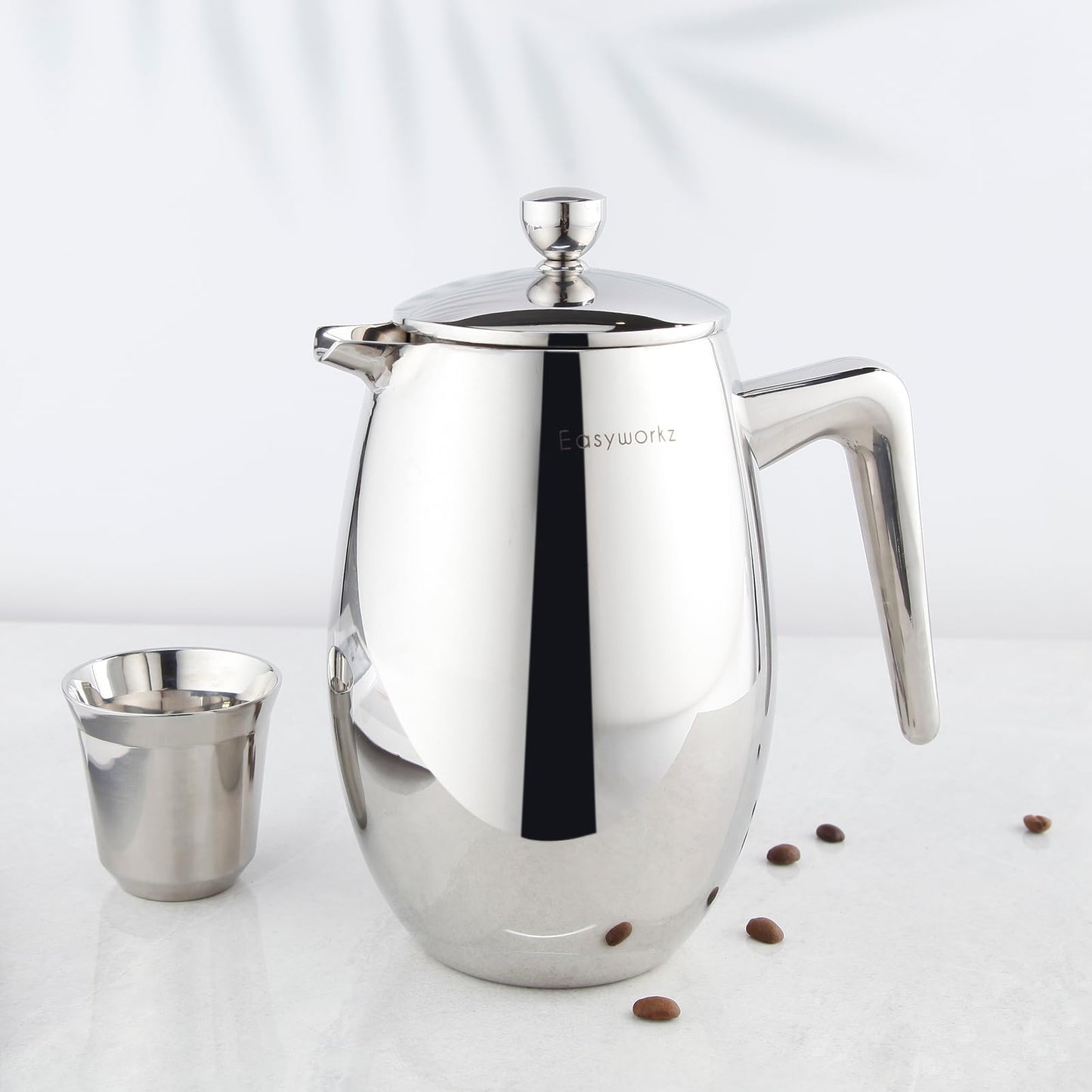 Easyworkz Nando French Press 23 oz Double Wall Insulated Thermal Coffee Maker,304 Stainless Steel Cafetiere