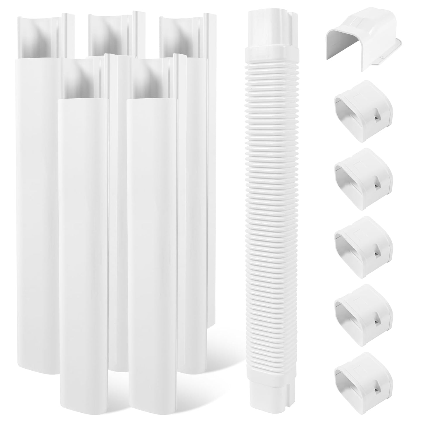 LyPrem 10Ft Mini Split Line Set Cover 4" PVC Line Cover Kit for Mini Split and Central Air Conditioner & Heat Pump(White)