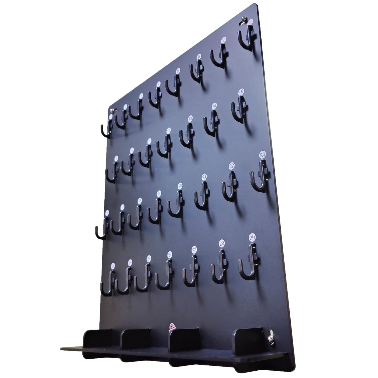 PROSPACE P0004 Acrylic Key Hooks Upgrade Thick Buckle 14 3/4ʺW x 18 3/4ʺL Wall-Mounted Key Hanging Board with 30 Hooks for Garage, Car Dealer, Office, Hotel, Real Estate (Matte Black with Pallet)