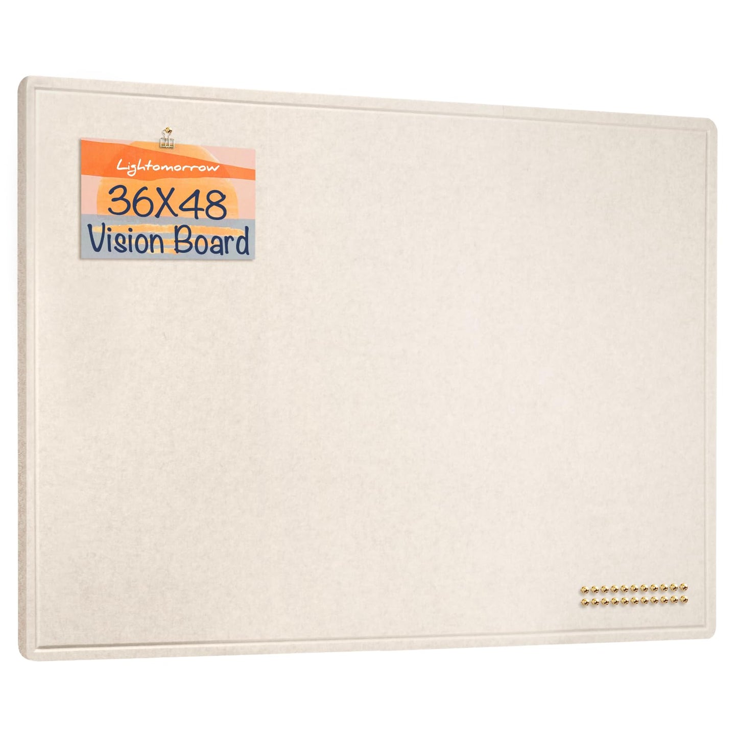 Lightomorrow Large Vision Board 48x36, Thicken Felt Pin Board for Living Room or Home Office, Ideal for Family Goals, Photos, Notes with 20 Pushpins and 20 Postcards, Oatmeal