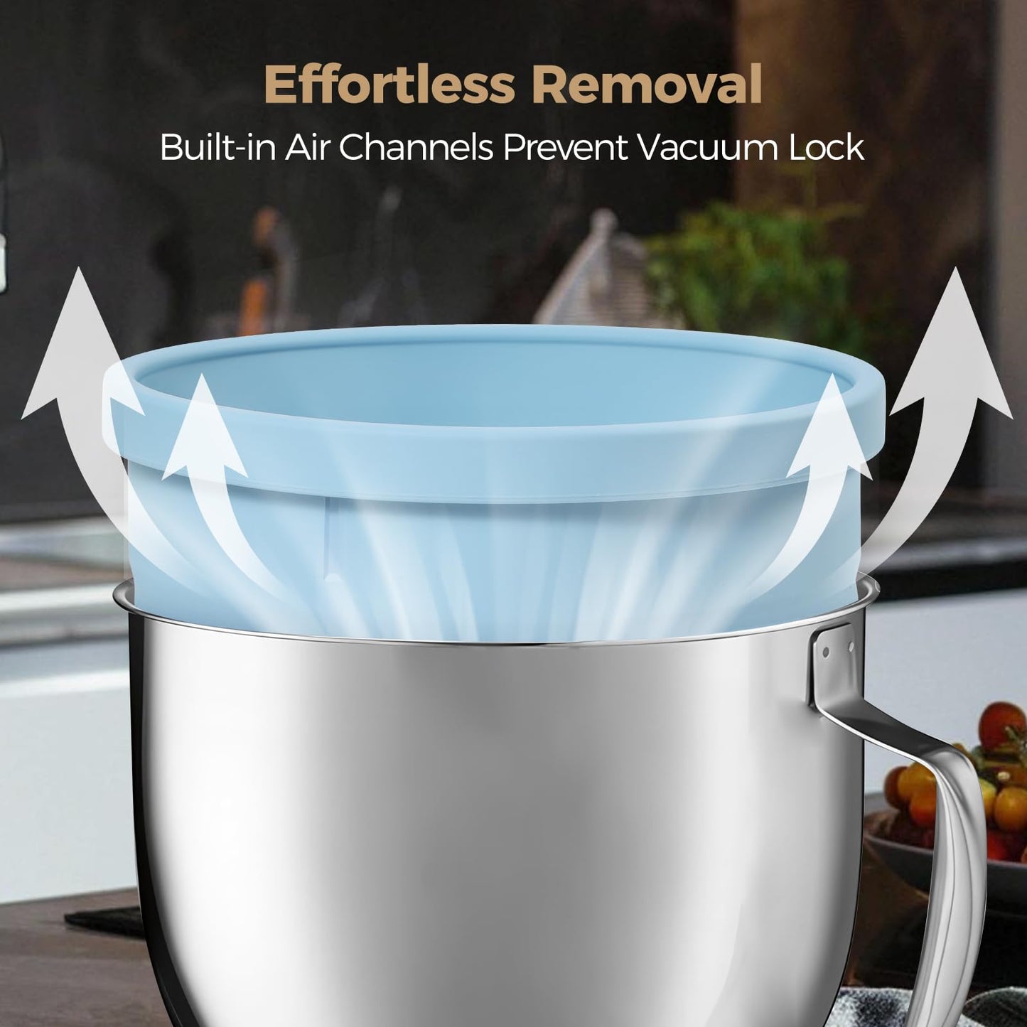 Forenee 5 Qt Collapsible Silicone Liners for KitchenAid Tilt-Head Mixers 3-Pack Bowl Insert Aid Set with Lids, No More Mixer Bowls Needed for Easy Baking