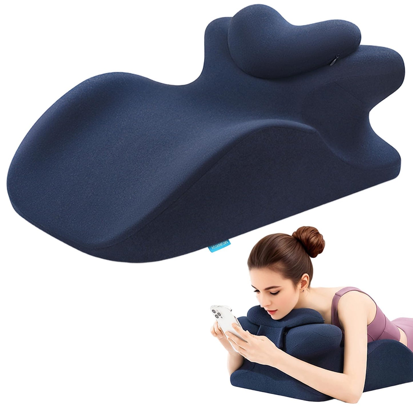 MOONYOOY Memory Foam Ergonomic Wedge Pillow for Sleeping, Acid Reflux & GERD Relief - Elevation Bed Support Pillow for Back Pain, Post Surgery Recovery, Reading with Removable Washable Cover
