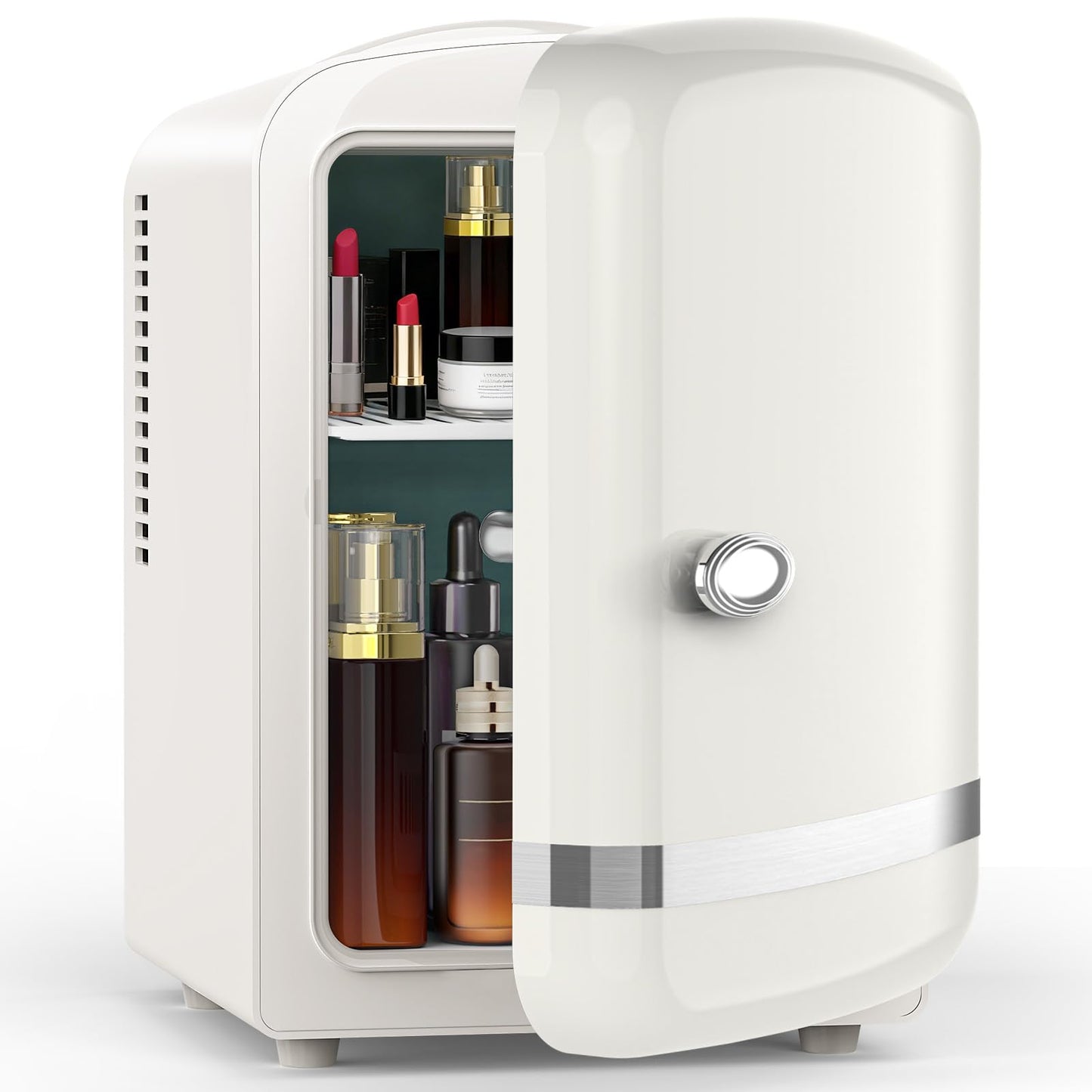 Electactic Mini Fridge for Bedroom, 4L/6 Cans Small Cosmetic Fridge for Skincare, Makeup, Medicine & Beverage, Portable Desk Fridge Cooler and Warmer for Kids, Car, Office, Dorm, White