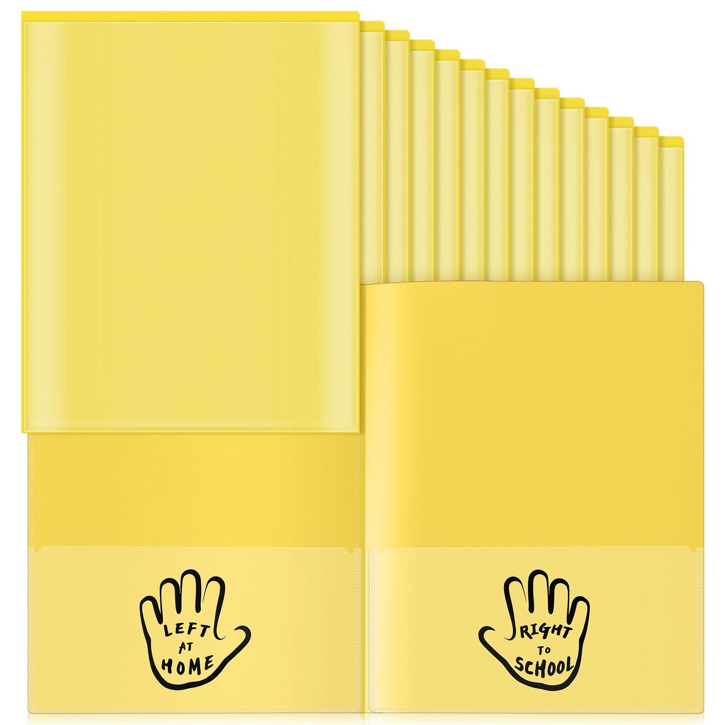 48 Pack Take Home Folder with Pocket, Parent Teacher Communication Folders Heavy Duty Plastic 2 Pocket Homework Folder, Letter Size Student Folders for Teachers and School Supplies(Yellow)