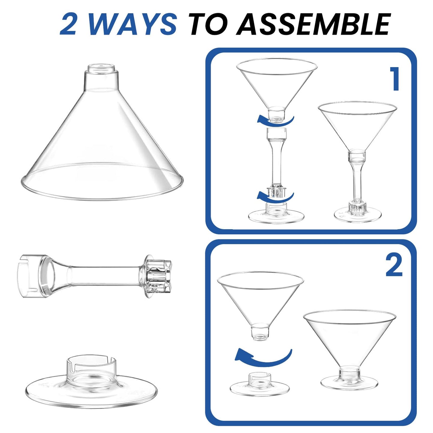 CALBODE 40 Pack Plastic Martini Glasses 5 Oz Disposable Cocktail Glasses, Tall Mini Martini Cups, Plastic Margarita Glasses Perfect for Spring Party Birthday Wedding Easter and All Events