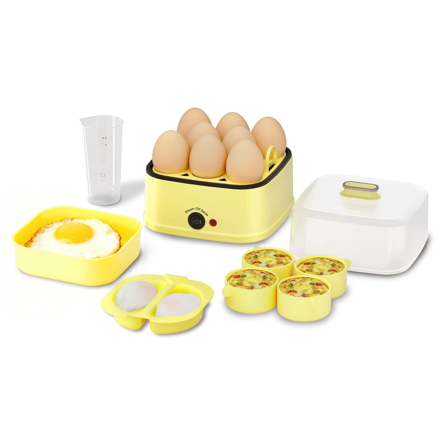 Loftychef 8-in-1 Electric Egg Cooker, Rapid Egg Boiler for Hard, Soft & Poached Eggs, Egg Bite Maker, Auto Shut-Off, 8 Egg Capacity, Breakfast Maker for Meal Prep, Apartment, Office, Dishwasher Safe