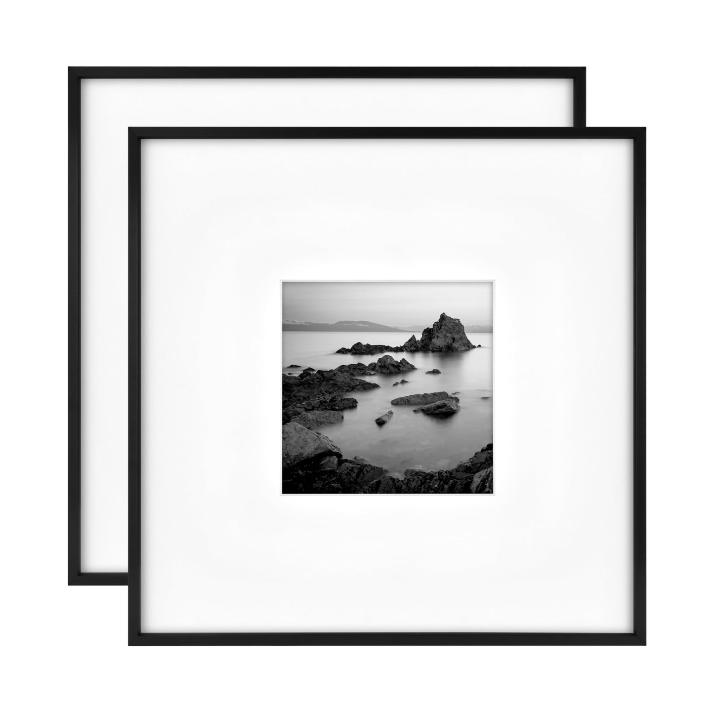 MCS Master & Co. Foundry Metal 18x18 Matted Picture Frame with 8x8 Photo Display, Black Vertical & Horizontal Wall Hanging Frame for Photos & Artwork (2-Pack)