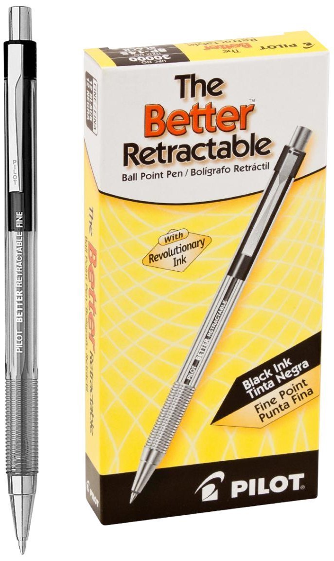 Pilot : Better Retractable Ballpoint Pen, Black Ink, Fine 0.70 mm -:- Sold as 2 Packs of - 12 - / - Total of 24 Each