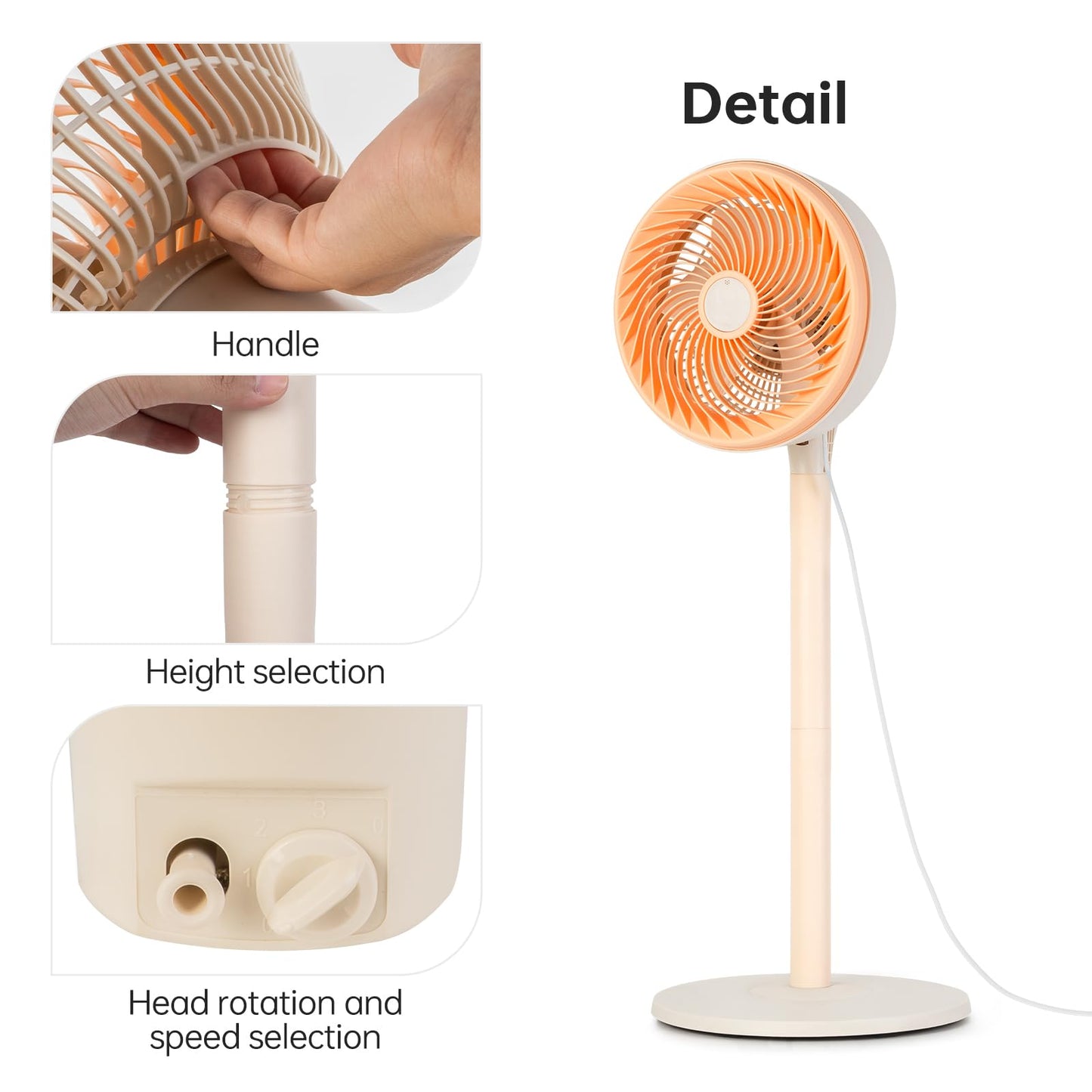 BEESTAR Stand Fan for Bedroom,Oscillating Pedestal Fan with 3-Speed, Adjustable Height,Standing Floor Fan for Living Room, Bedroom, Kitchen, and Home Office (10 INCH)