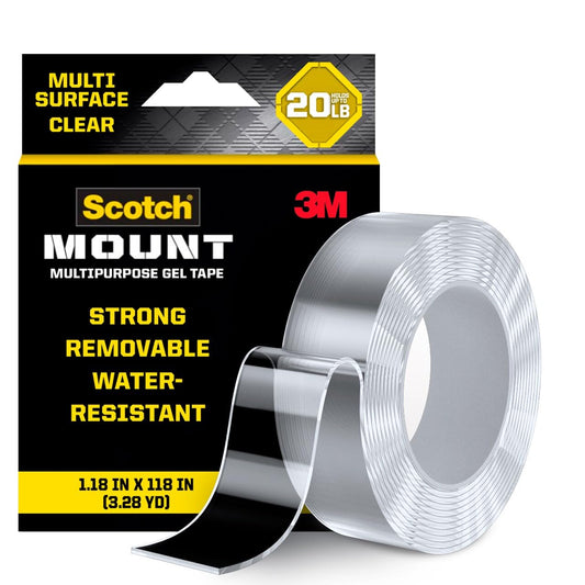 Scotch-Mount Multi-Purpose Gel Tape, Double-Sided Tape for Heavy Duty Applications, Removable Mounting Tape, Nano Tape, Water-Resistant Clear Mounting Tape, Holds up to 20 lbs, 6-Pack