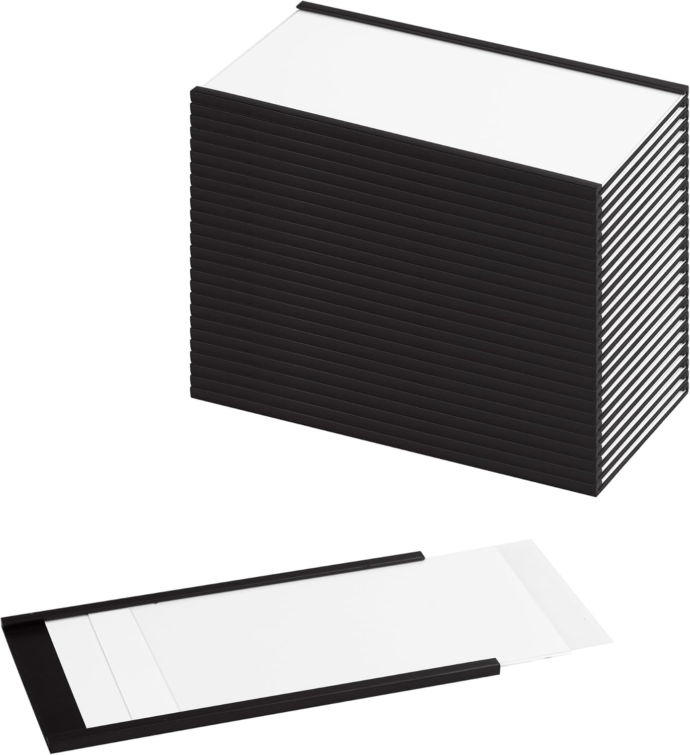 LLPT Magnetic Label Holder 5" x 3" 26 Packs C Channel White Paper Cards Protective Film Strong Removable for Shelf White Board Toolbox Metal Wall Cabinet Drawer(MH53026)
