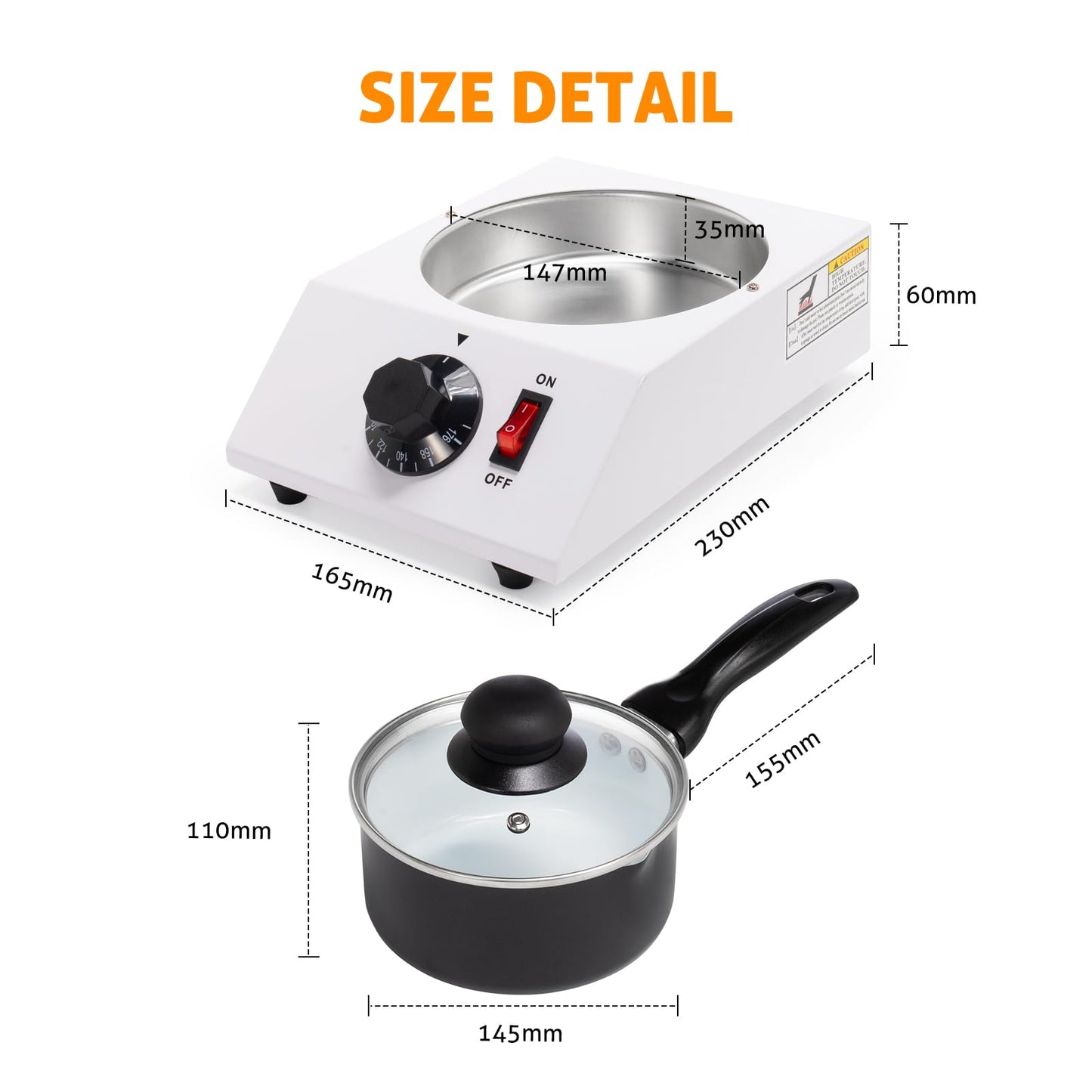 WICHEMI Chocolate Melting Pot Chocolate Tempering Machine Commercial Electric Chocolate Melter Fondue Pot for Chocolate, Butter, Cheese, Cream, Candy, Milk, Coffee, Desserts (Single Pot)