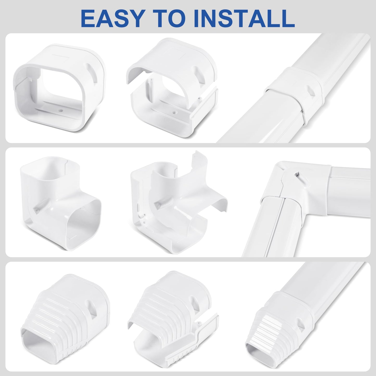 KuriProtect 3" 10Ft PVC Decorative Line Set Cover Kit - Protection for Mini Split, Central Air Conditioner & Heat Pump(White)
