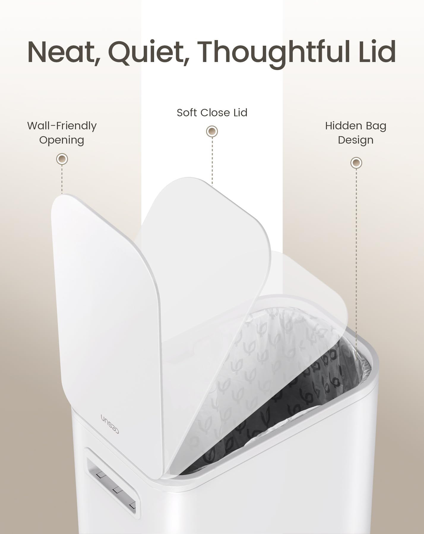 Cesun Small Bathroom Trash Can with Lid Soft Close, Step Pedal, 5 Liter / 1.3 Gallon Stainless Steel Garbage Can with Removable Inner Bucket, Waste Basket for Bathroom, Bedroom (White)