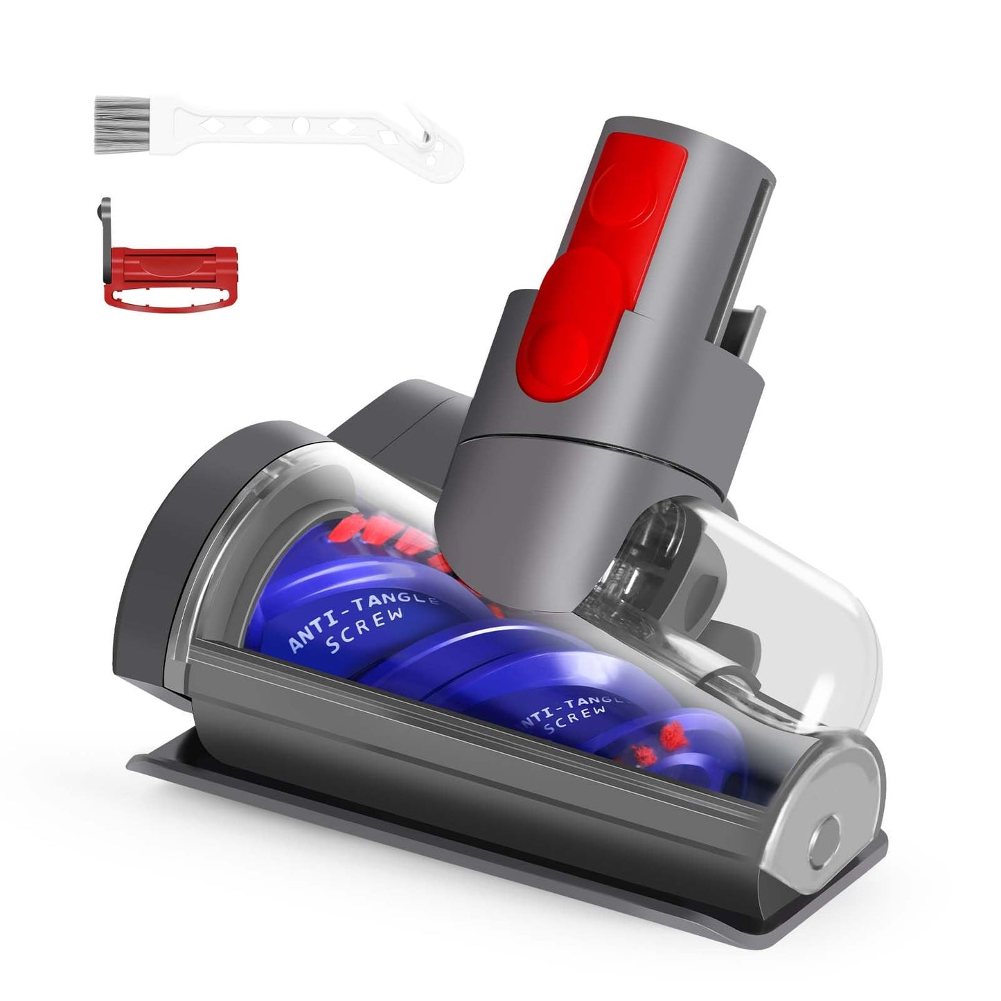 OTTWL Mini Motorized Brush Head Compatible with Dyson V7 V8 V10 V11 V15 Vacuum Cleaners - Pet Hair Removal Vacuum Attachment - Hair Screw Tool for Carpeted Stairs, Couch/Sofa Cushions, Car Carpet