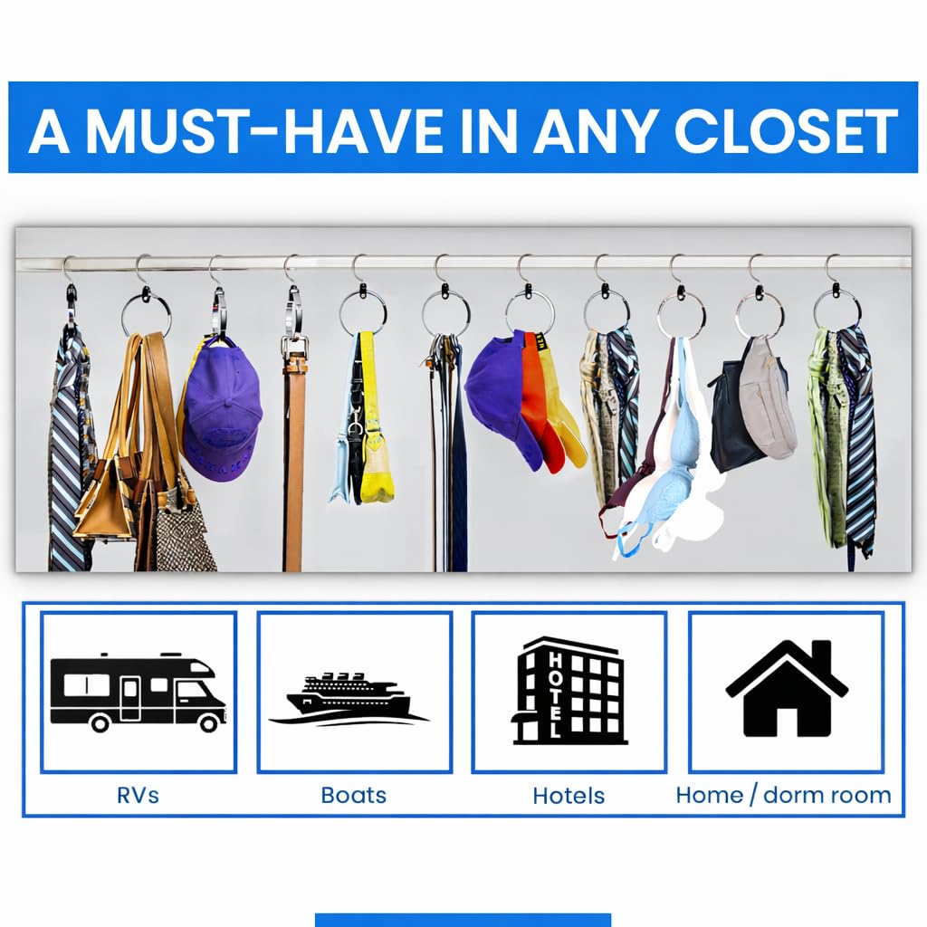 Rolly Hanger® Closet Space Saver – Premium Rotating Aluminum Organizer for Belts, Ties, Hats & Handbags – Heavy Duty 360° Swivel – Declutter & Maximize Storage (2 Pack)